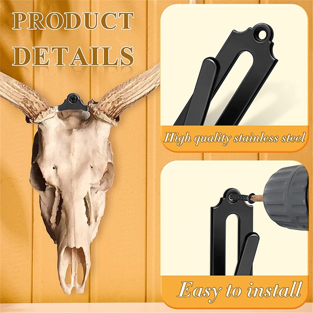 12 Pack Mount Skull Hanger Deer Skull Hangers Euro Wall Mount Bracket Hook Complete with Simple Easy Installation Kits for Indoor Outdoor Small Game Animals Mule (Black) - Image 4