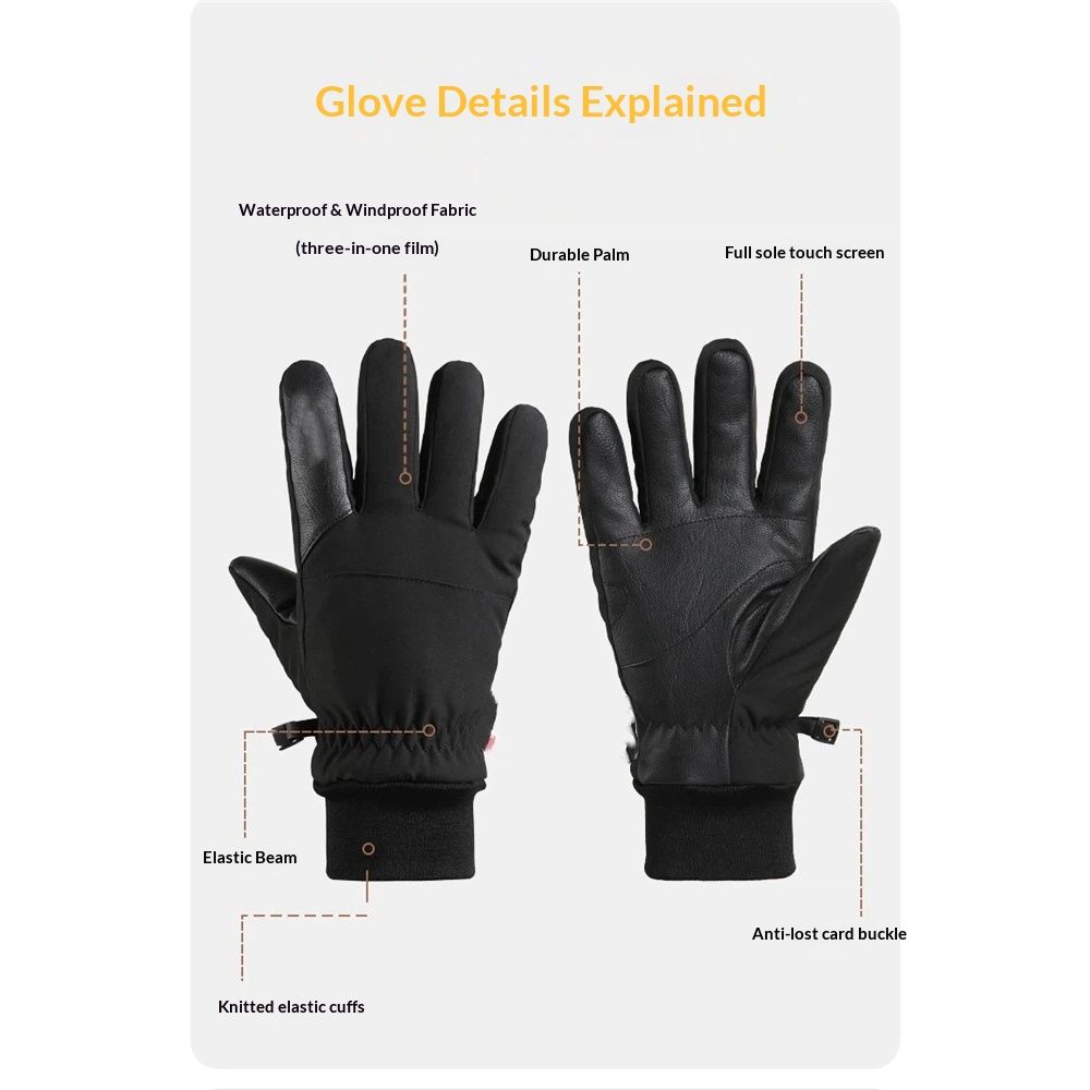 Ski Gloves, Snow Gloves for Cold Weather Thinsulate Winter Gloves for Men Women, Warm Anti-Slip Touchscreen for Skiing Snowboarding Outdoor Activities（L） - Image 2