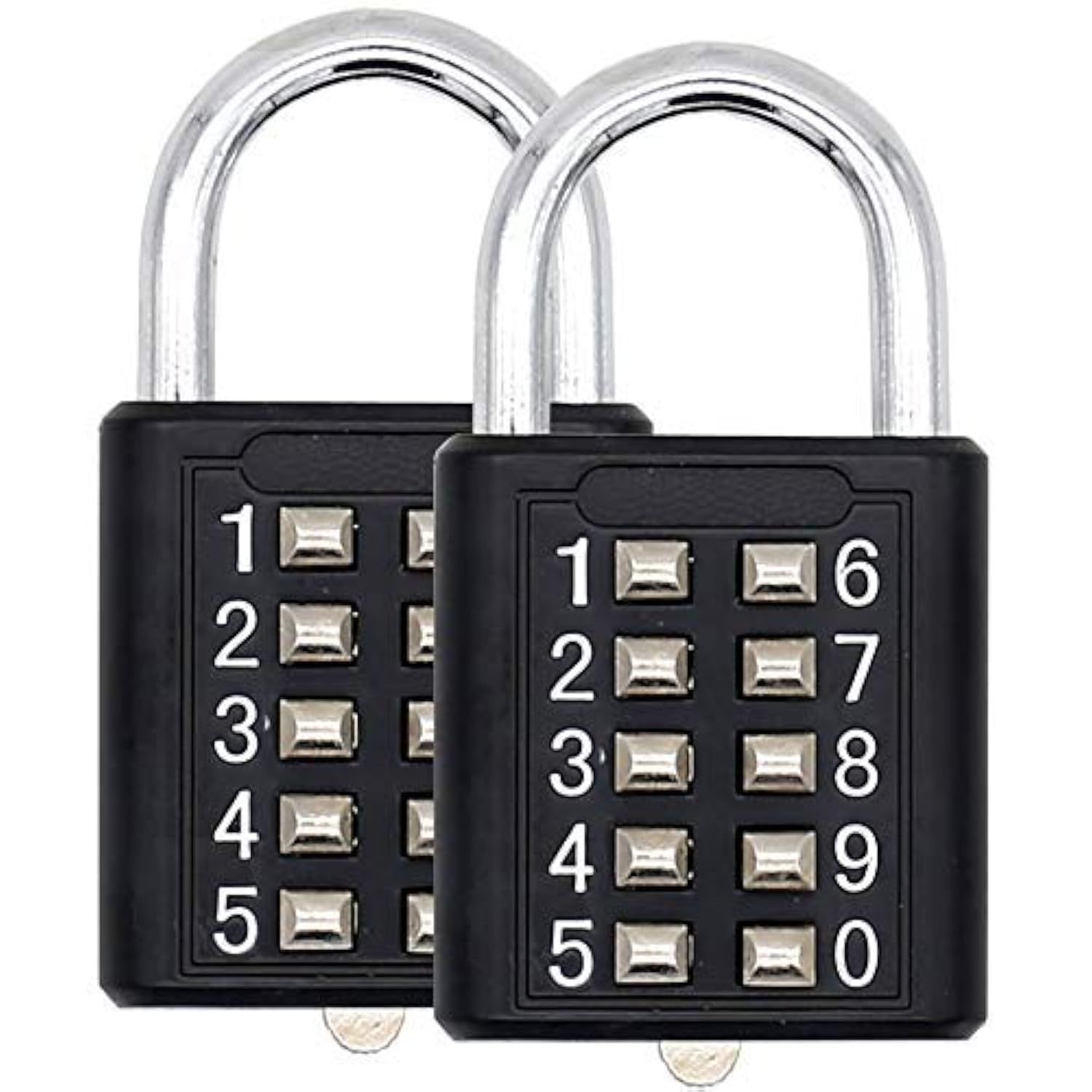 2 pack 10 Digit Push Button Combination Padlock, 5 Digit Locking Mechanism, Easy to Read Numbers - Resettable and Cut Proof Combo Code(2 Black) - Image 1