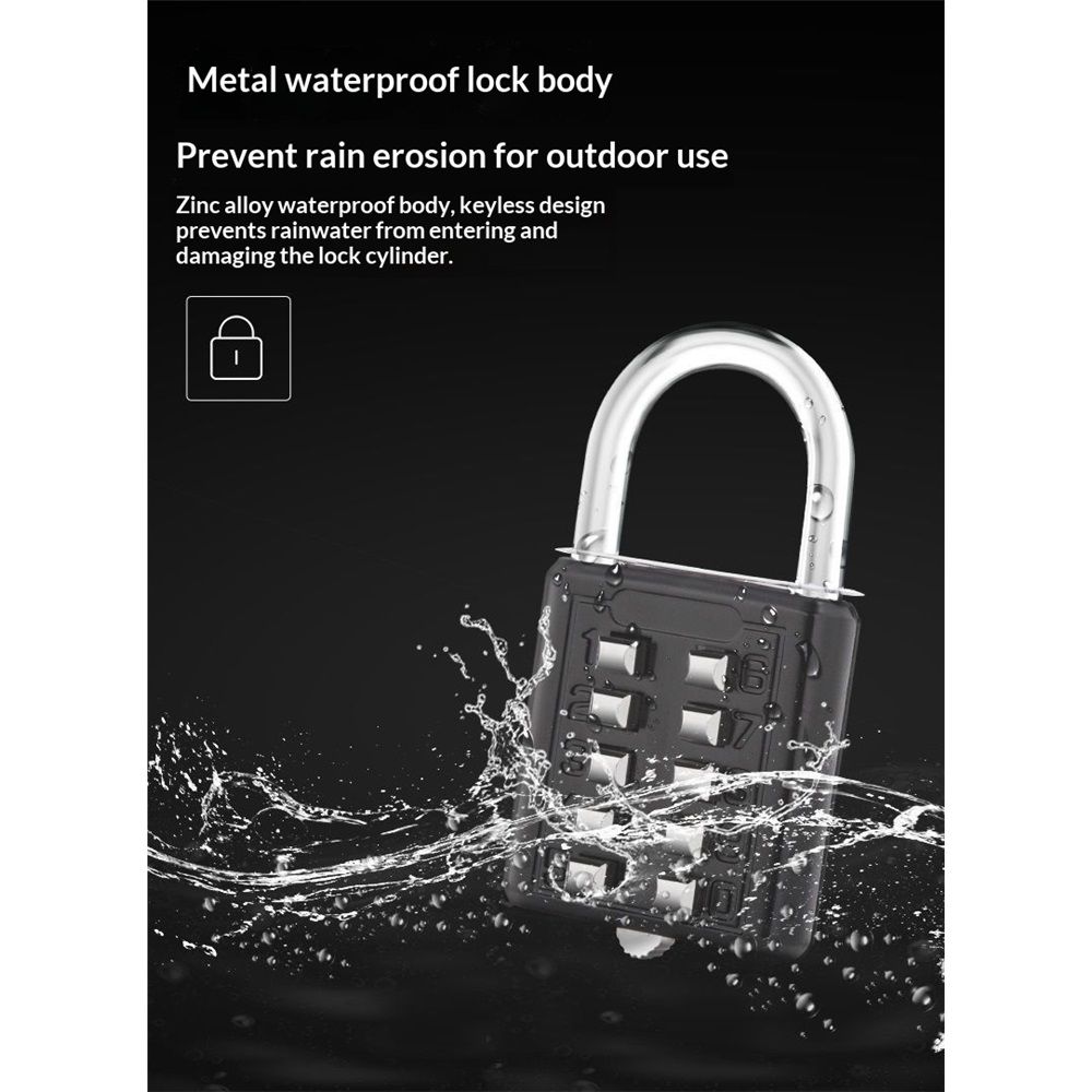 2 pack 10 Digit Push Button Combination Padlock, 5 Digit Locking Mechanism, Easy to Read Numbers - Resettable and Cut Proof Combo Code(2 Black) - Image 2