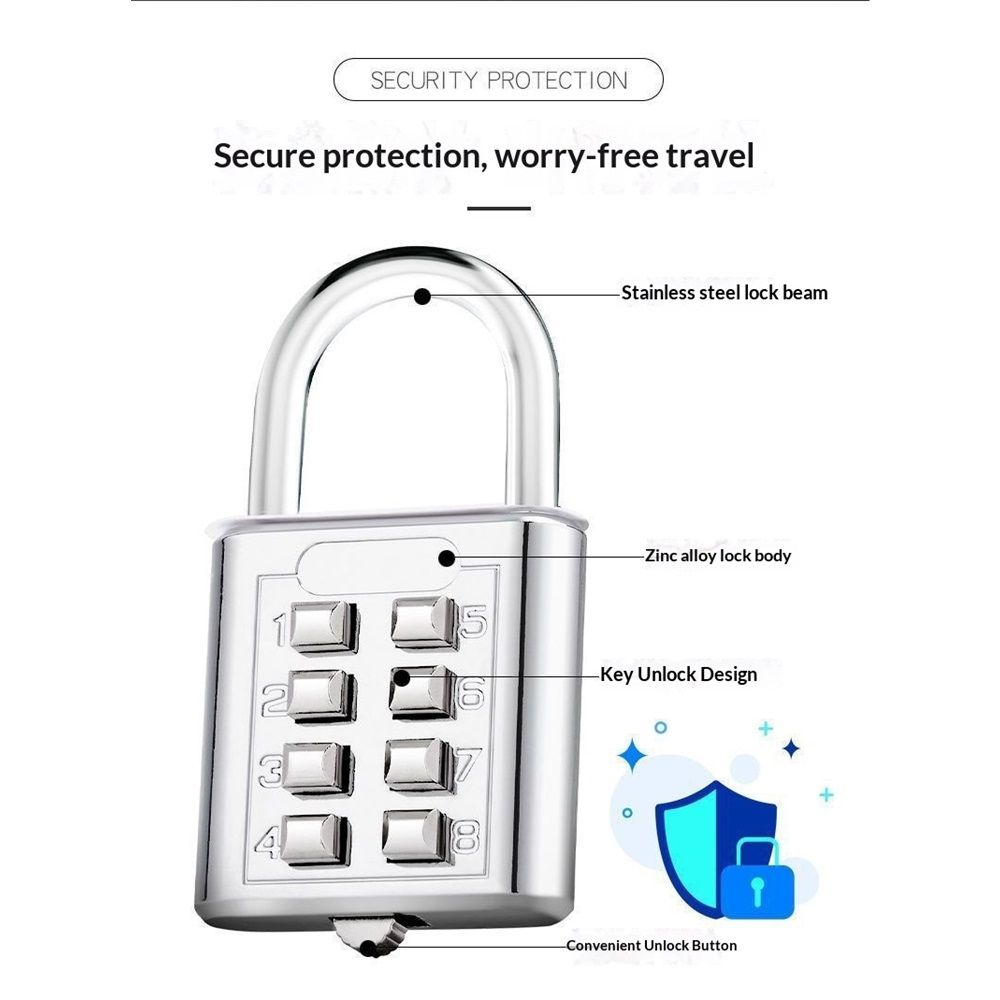 2 pack 10 Digit Push Button Combination Padlock, 5 Digit Locking Mechanism, Easy to Read Numbers - Resettable and Cut Proof Combo Code(2 Black) - Image 5