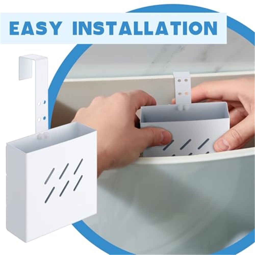 2 Pcs Large Size 4.33 x 4.33 x 1.38 Inch Stainless Steel Toilet Tank Cleaning Tablet Holder with Adjustable Hook to Hang Toilet Cleaner Box - Image 5