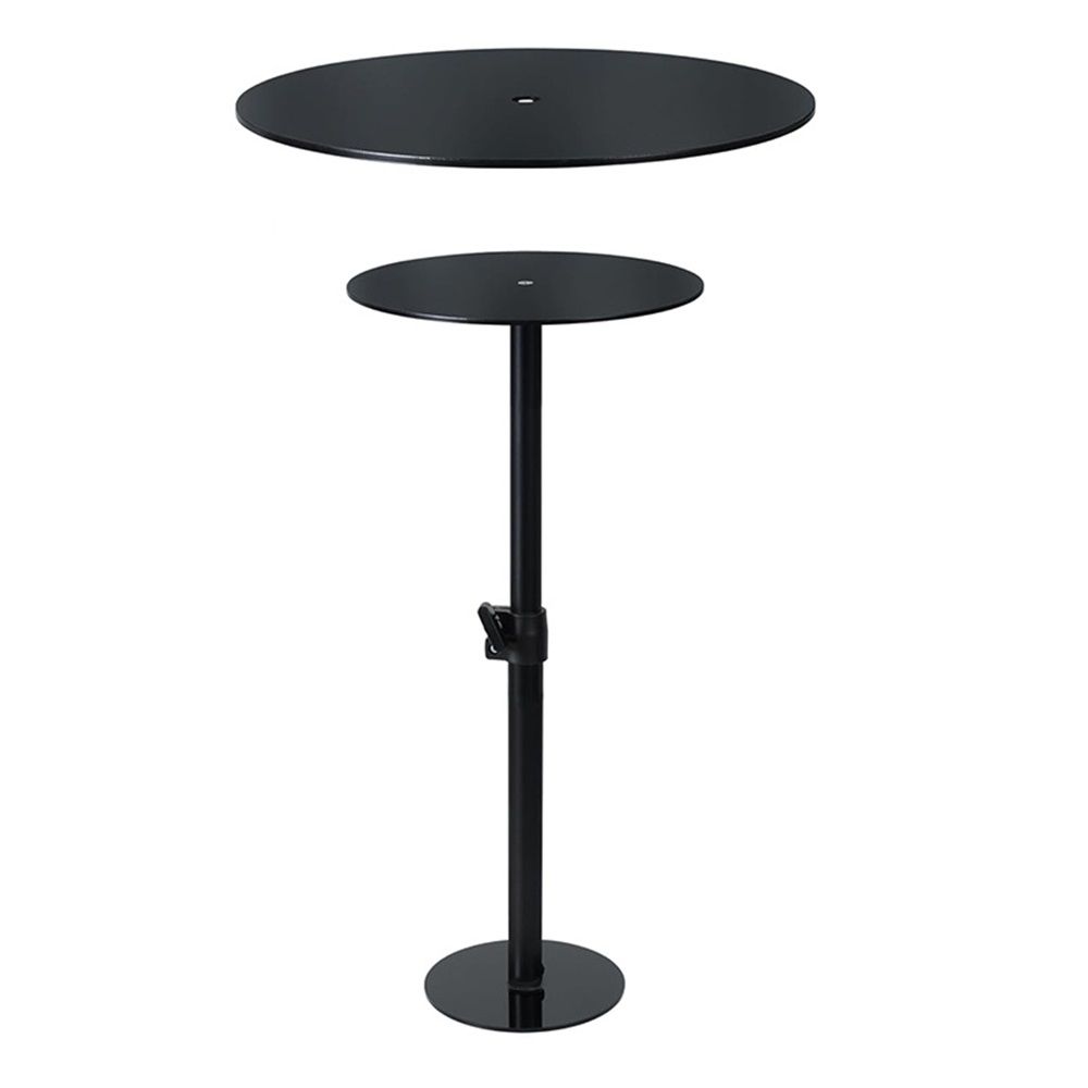 Small Round Side Table, Adjustable Height Drink Table, Pedestal Side Table, Coffee Table, for Small Spaces, Black - Image 1