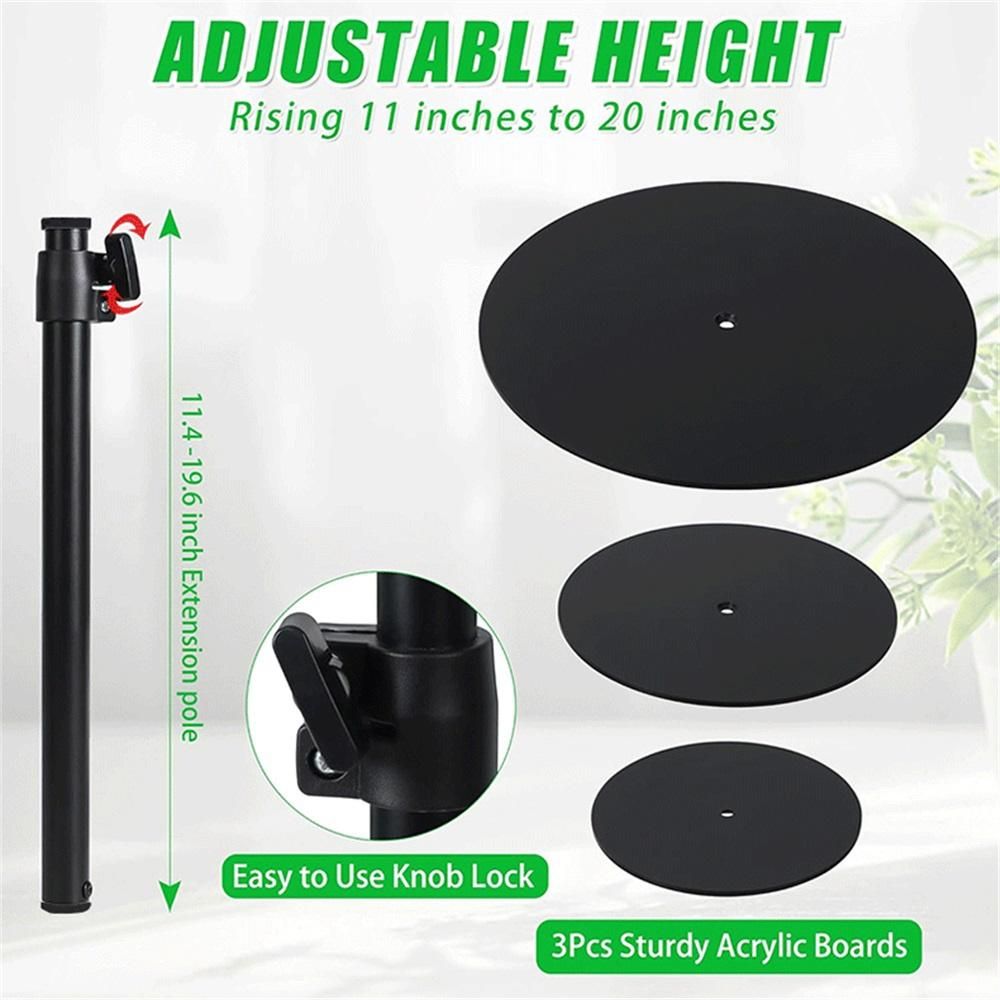 Small Round Side Table, Adjustable Height Drink Table, Pedestal Side Table, Coffee Table, for Small Spaces, Black - Image 2