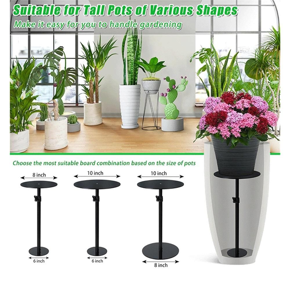 Small Round Side Table, Adjustable Height Drink Table, Pedestal Side Table, Coffee Table, for Small Spaces, Black - Image 3
