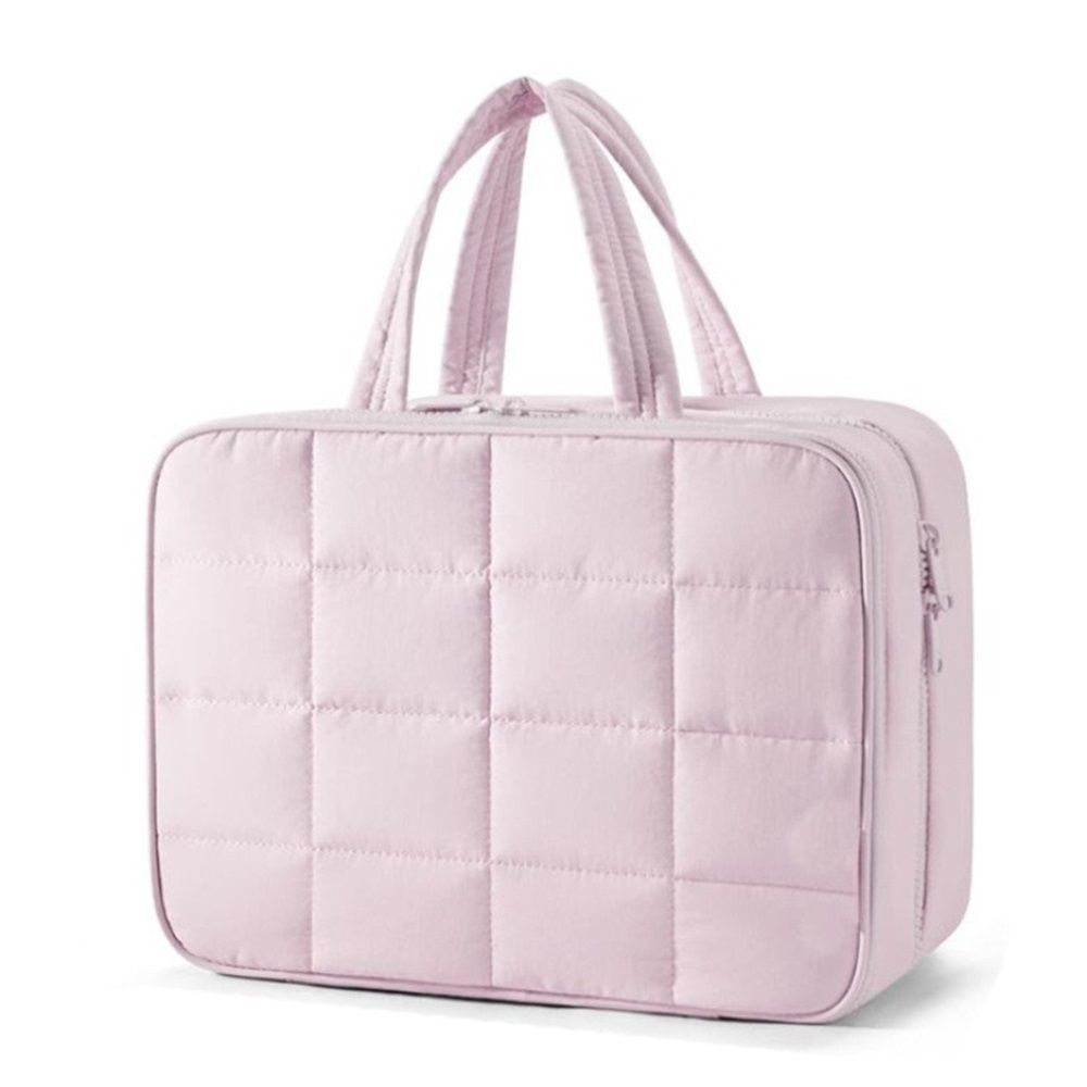 Travel Toiletry Bag with Jewelry Organizer, Hanging Travel Bag for Toiletries, Puffy Makeup Cosmetic Bag Organizer, Carry-on Travel Accessories Essentials, pink（27.9*18.8*12CM） - Image 1