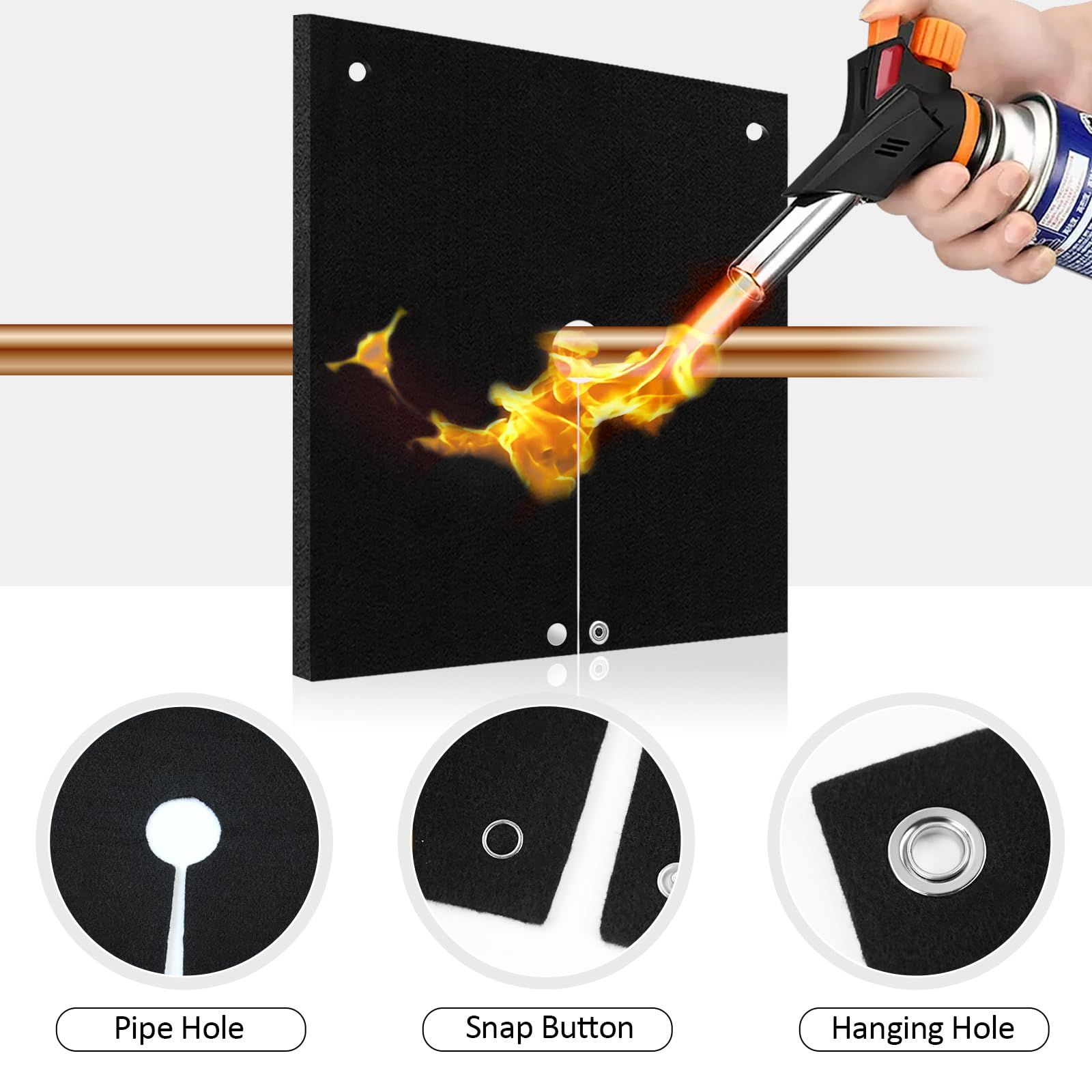 Welding Blanket Fireproof 2 Pack,  Carbon Felt Flame Resistant up to 1800℉, Soldering Flame Retardant Protective Mat, Brazing Heat Shield for Torch, Plumbing, 12