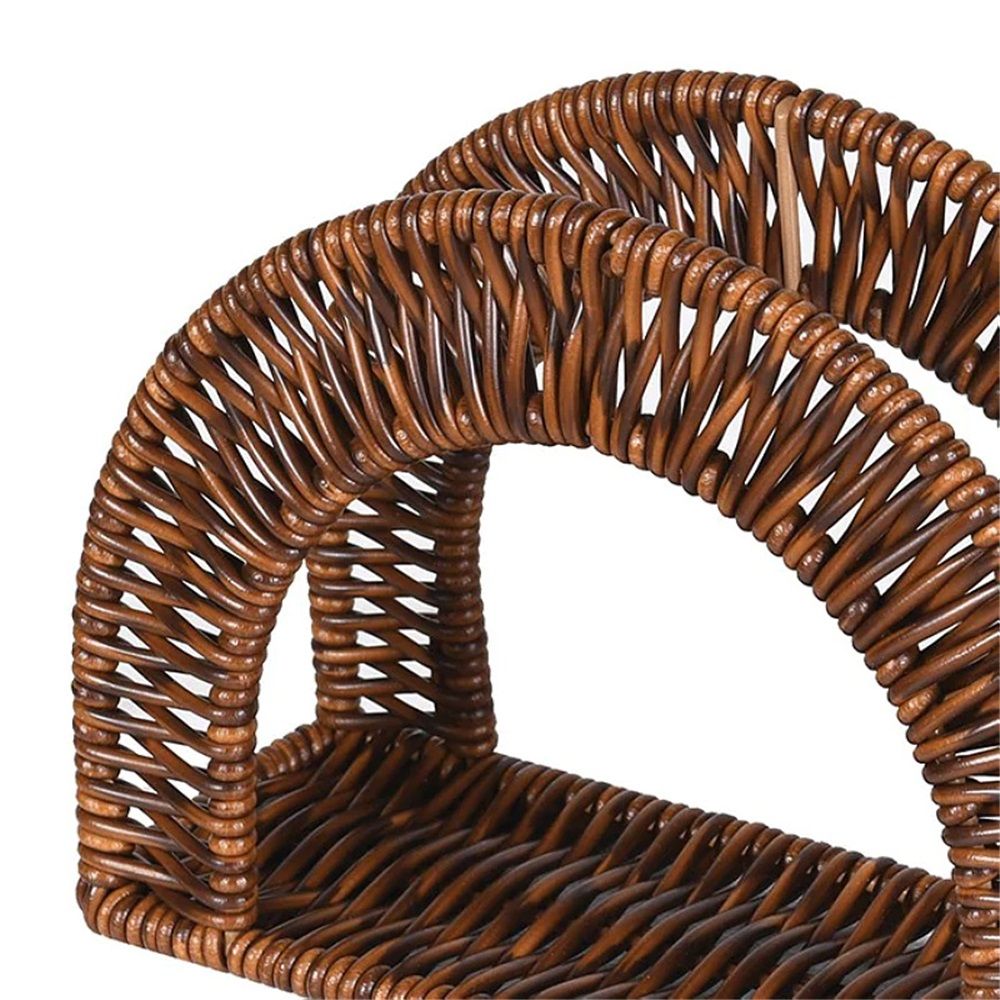 rattan weaving Paper Napkin Holder, Dinner Napkin Dispenser, Upright Rustic Tissue holder, Standing Tissue box, Resin Wicker, Dark Brown - Image 2