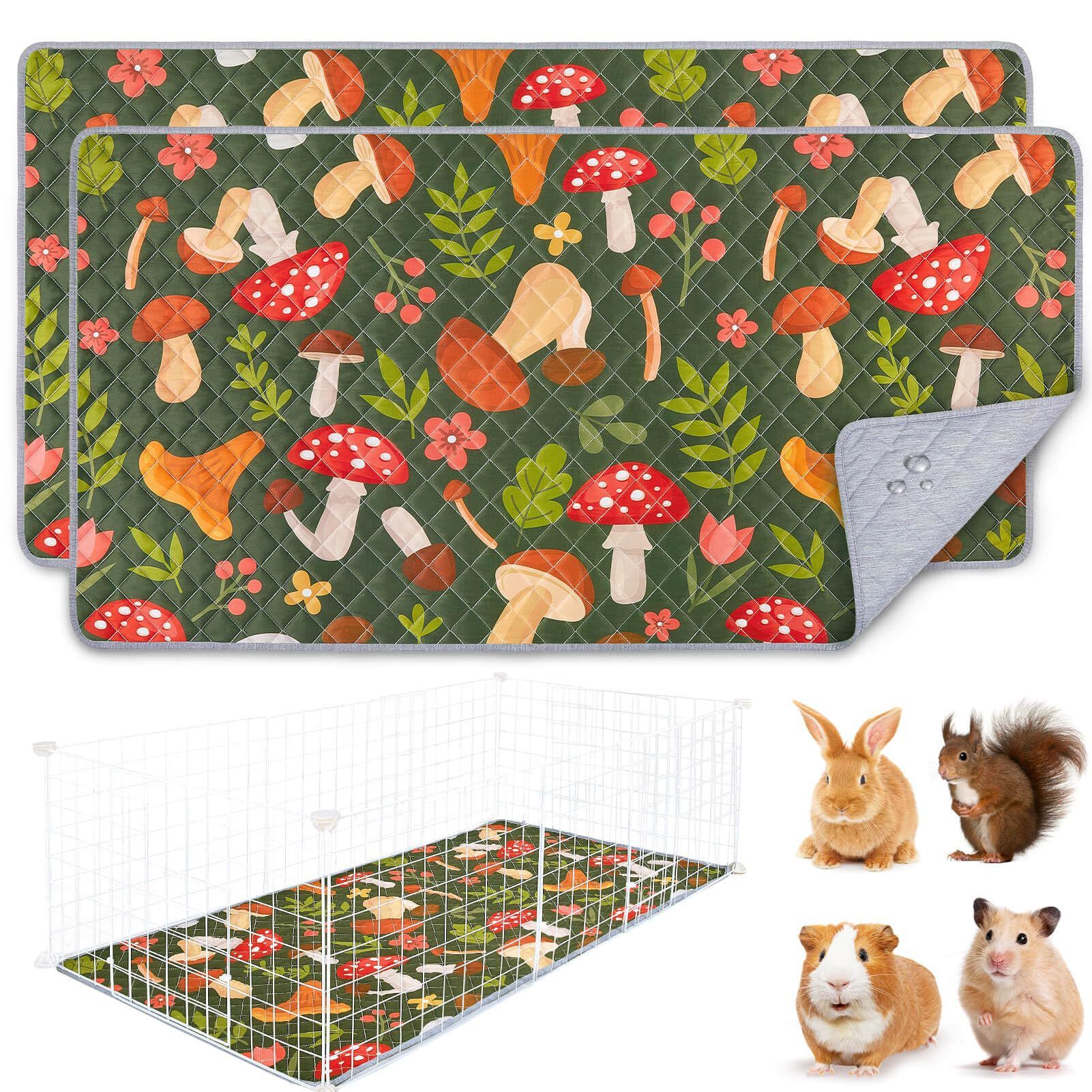 2 Pack Washable Guinea Pig Cage Liner, Reusable Guinea Pig Mat, Waterproof Super Absorbent Pee Pads for Small Animals（120*60cm） - Image 1