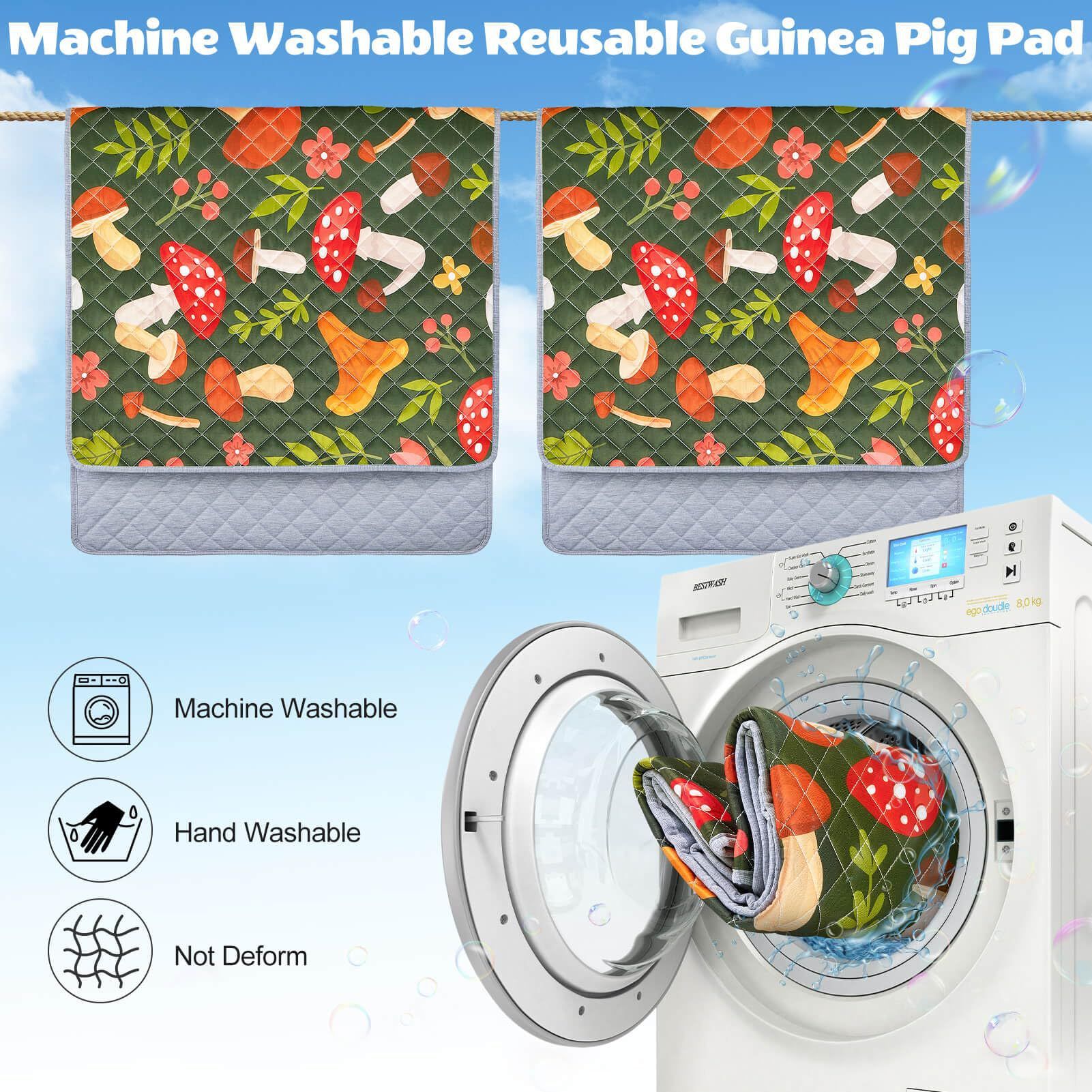 2 Pack Washable Guinea Pig Cage Liner, Reusable Guinea Pig Mat, Waterproof Super Absorbent Pee Pads for Small Animals（120*60cm） - Image 2