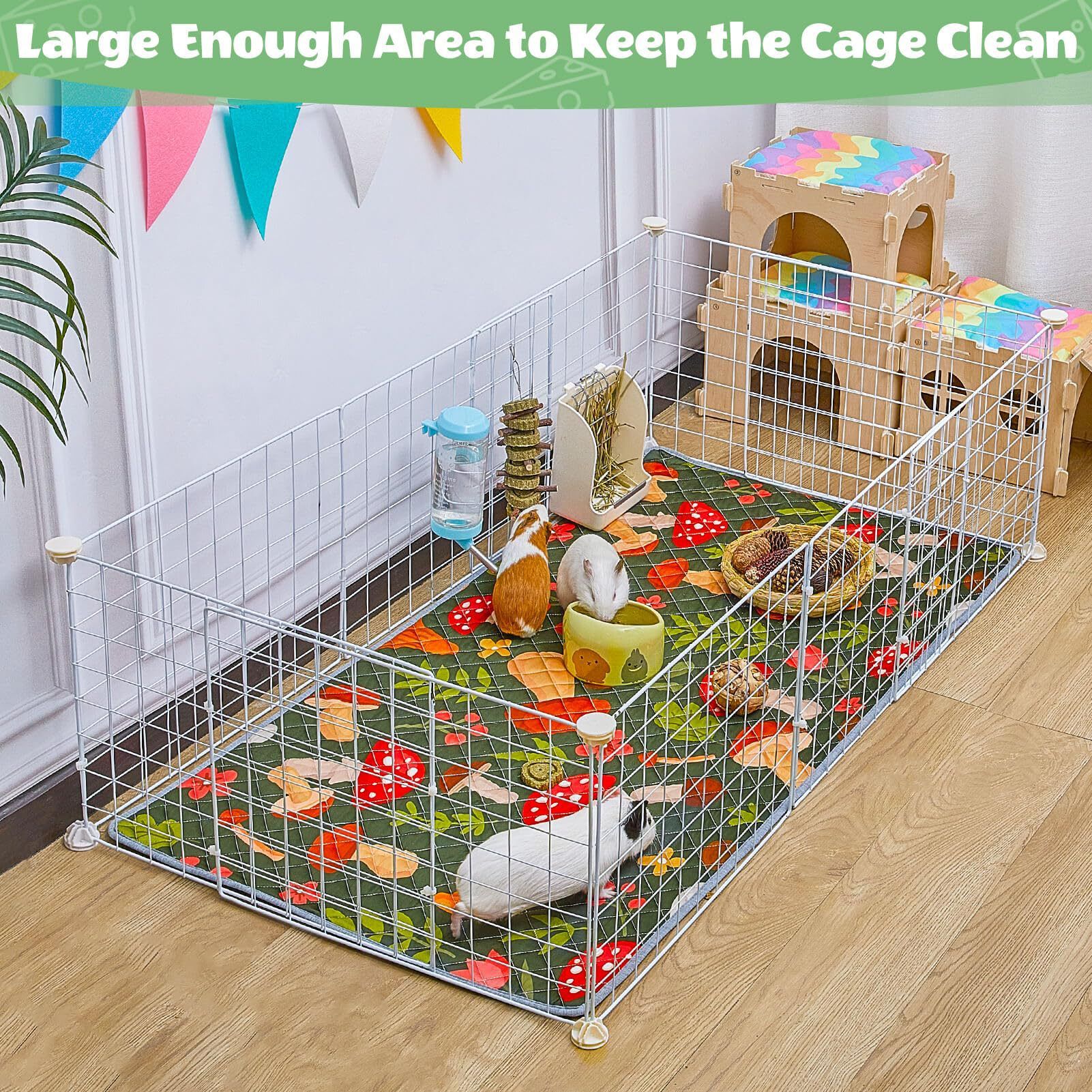2 Pack Washable Guinea Pig Cage Liner, Reusable Guinea Pig Mat, Waterproof Super Absorbent Pee Pads for Small Animals（120*60cm） - Image 3