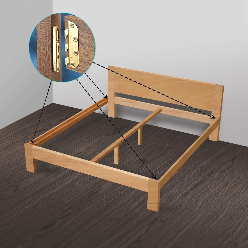 4 Set Bed Rail Brackets-Bed Frame Hardware for Wood Bed Frame Headboards Footboards -  (Screws Included) - Image 3