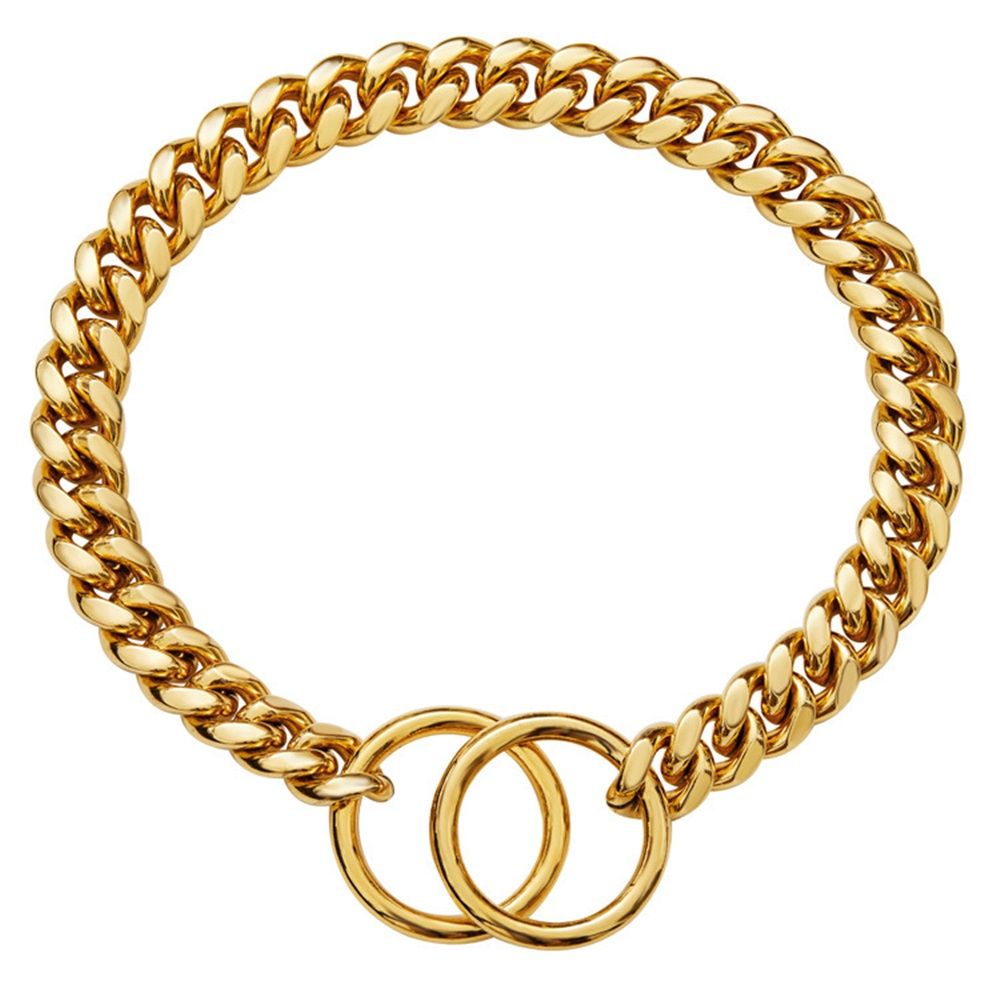 Chain Dog Collar 10mm  Link Collar Chains Stainless Steel Metal Slip Collar Gold Pet Necklace for Medium Dogs(14in/35.5cm)golden - Image 1