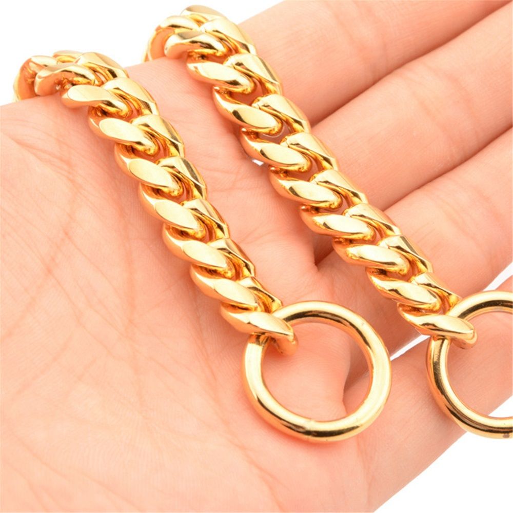 Chain Dog Collar 10mm  Link Collar Chains Stainless Steel Metal Slip Collar Gold Pet Necklace for Medium Dogs(14in/35.5cm)golden - Image 3