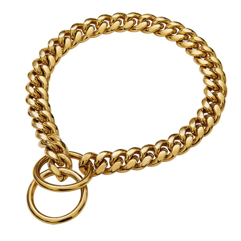 Chain Dog Collar 10mm  Link Collar Chains Stainless Steel Metal Slip Collar Gold Pet Necklace for Medium Dogs(14in/35.5cm)golden - Image 4
