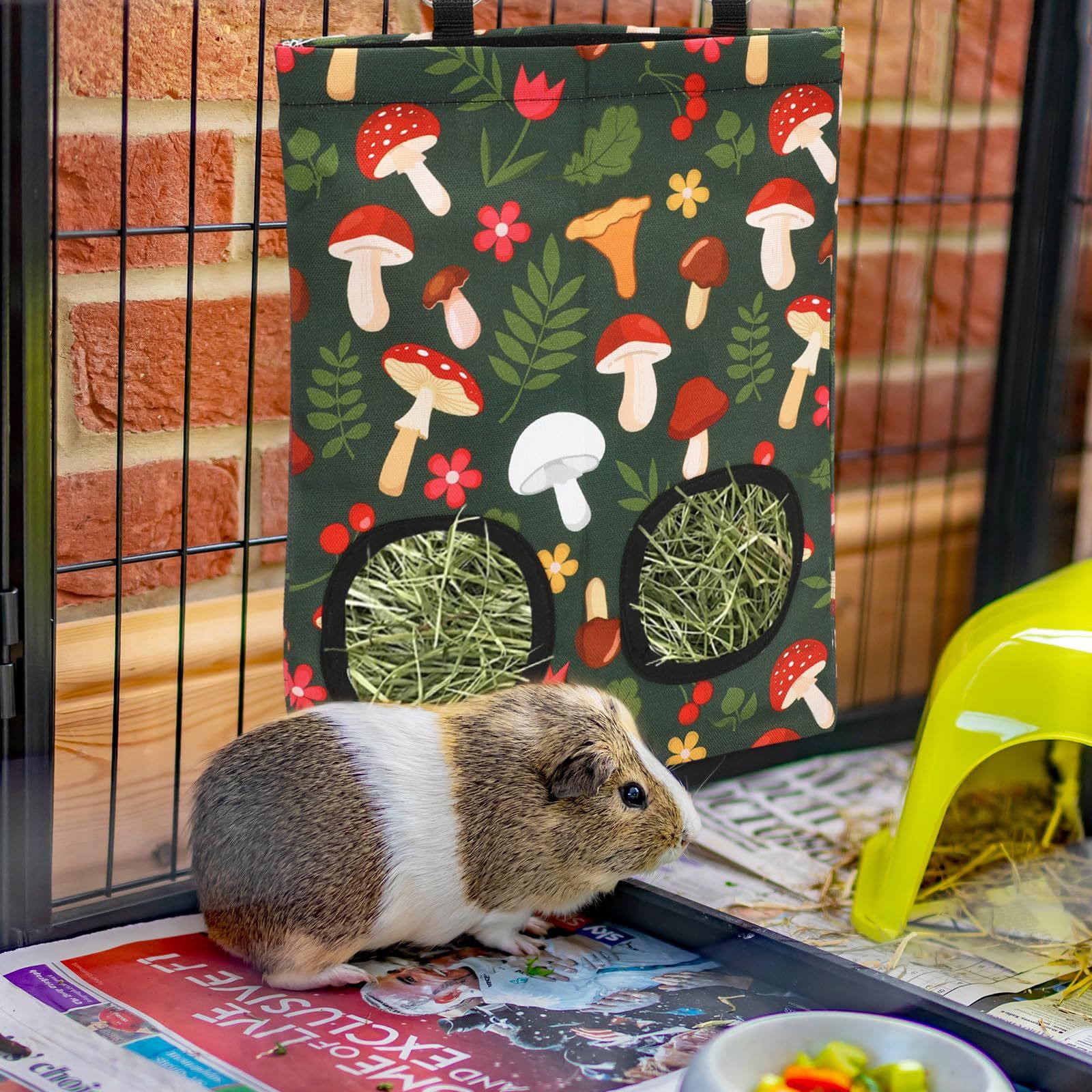 2Pcs Rabbit Hay Feeder Bag with 2 Holes Guinea Pig Hay Feeder, Hanging Rabbit Hay Feeder Bag for Guinea Pigs Bunnies Chinchillas. - Image 3