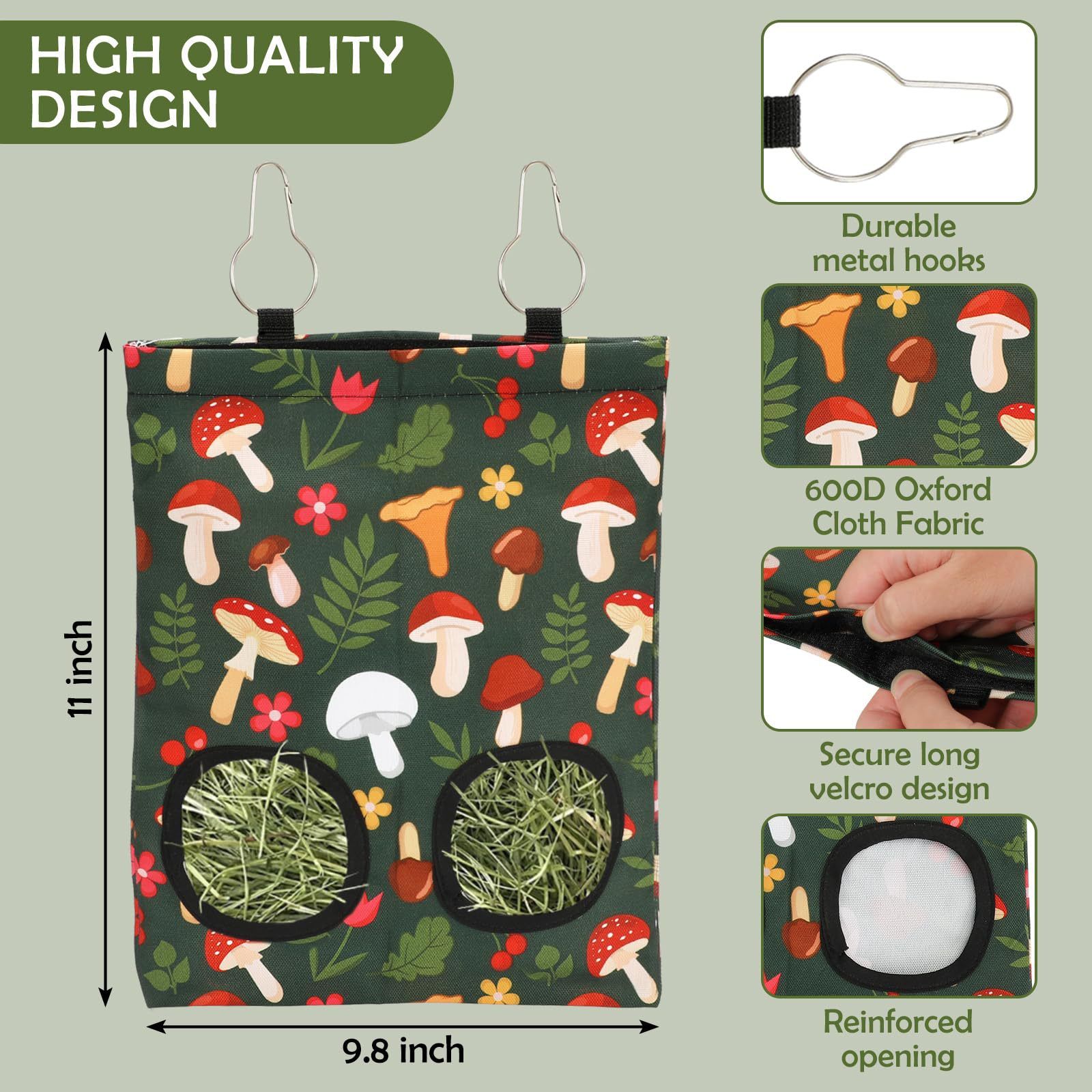 2Pcs Rabbit Hay Feeder Bag with 2 Holes Guinea Pig Hay Feeder, Hanging Rabbit Hay Feeder Bag for Guinea Pigs Bunnies Chinchillas. - Image 5