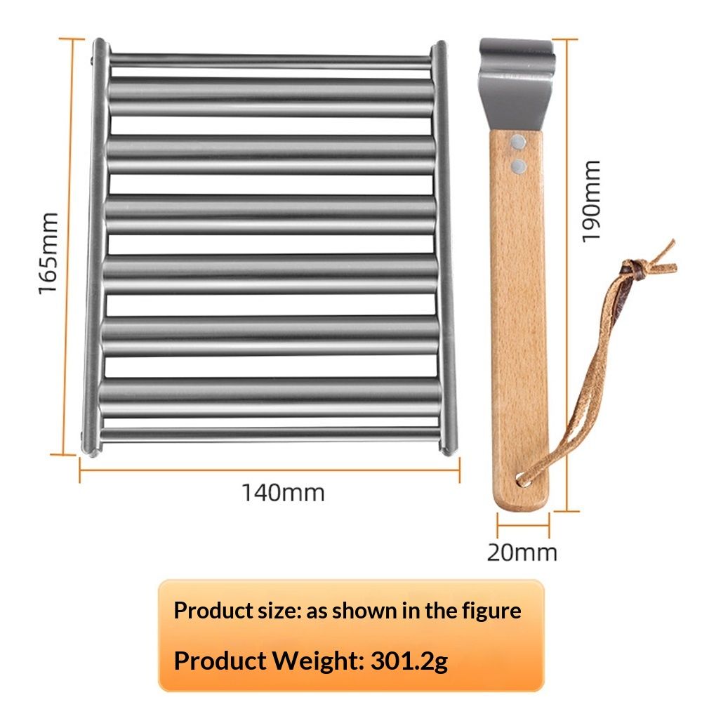 Hot Dog Roller, Sausage Roller for Grill, Stainless Steel BBQ Hot Dog Griller with Extra Long Wood Handle, Evenly Cooked Hotdogs, 6 Rollers for 5 Hot Dogs（16.5*14*3.5cm） - Image 5