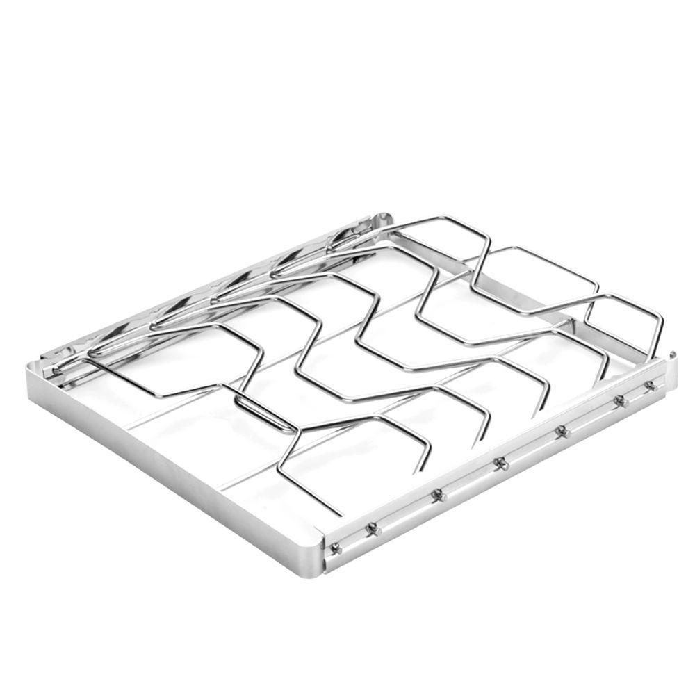 Stainless Steel 4 Slots Rib Racks for Grilling, Foldable Roasting Rack Easy to Use and Clean, Premium Durable Rib Rack Smoker Accessories (1-Pcs) - Image 1