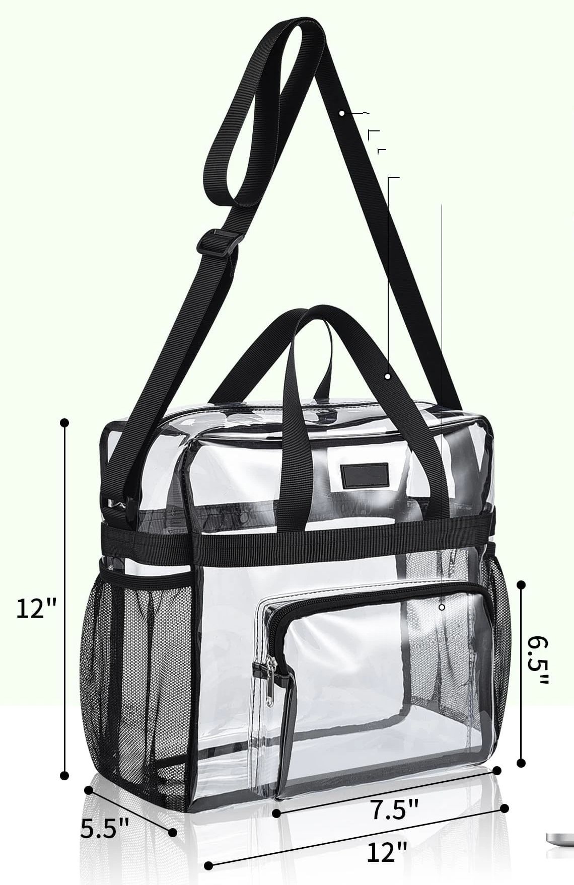 Clear bag for Stadium Events, Women's Top-Handle Bags for Concert Festival Work Large capacity transparent bag for carrying（black） - Image 5
