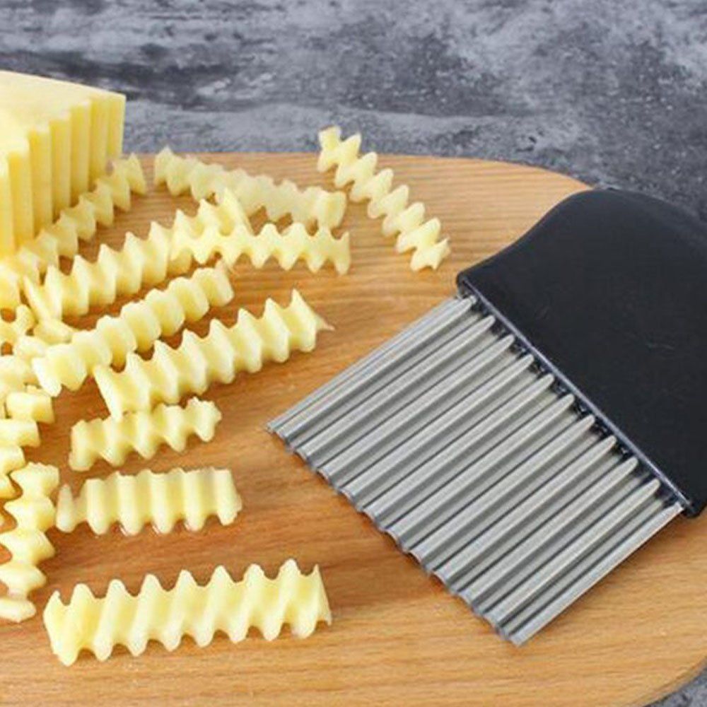 Large Crinkle Cutter - French Fry Slicer - Potato Knife Cutter Fruit Vegetable Wavy Chopper - Knife Stainless Steel Blade Cutting Tool (2Pack) - Image 2