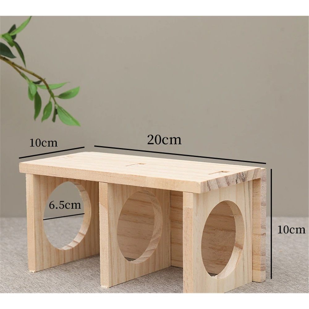 Wooden Hamsters 2-Chamber Hideout-Tunnel Multi Chamber Exploring Toy Rat Exploring Tunnel Toy for Mice Guinea Pig Hedgehog Squirrel （Small） - Image 5