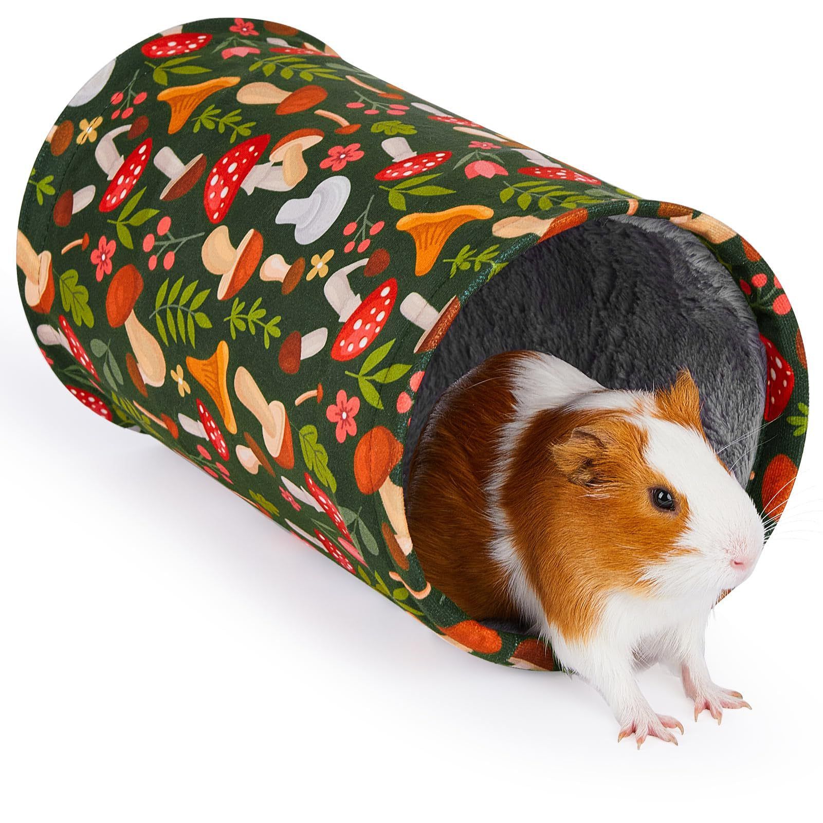Guinea Pig Tunnel Washable Guinea Pigs Hideout Portable Rabbit Tunnels Soft Ferret Tunnel for Playing Resting Guinea Pig Accessories for Hedgehogs, Hamster, Mushrooms - Image 1