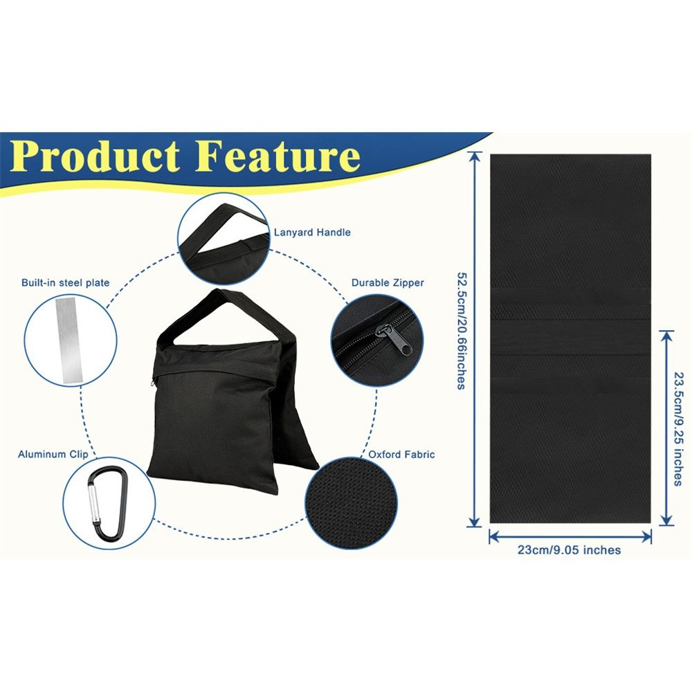 Photography stand weight bag, weight support device, used to prevent camping and travel -2 pieces (black) - Image 5