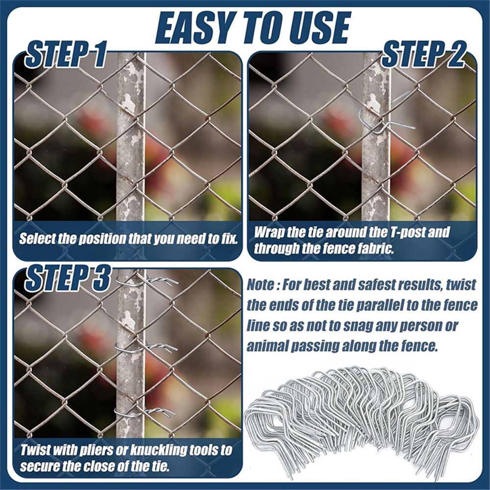 T Post Clips EZ  Preformed Galvanized Steel Tie Wire  Fence Ties - 100 Pack  T Post Clips,Post Clips for Fence Fork Installation Tools, - Image 4