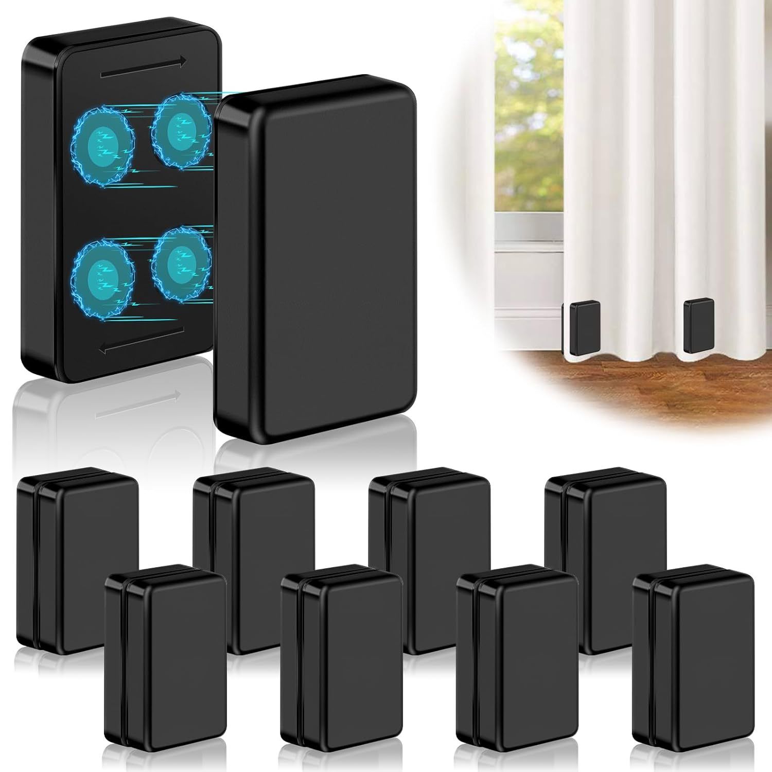 16 Pcs Outdoor Curtain Weights, 8 Pairs Upgrade to Heavier Magnetic Drapery Weights, Plastic Wrapped Waterproof Curtain Magnets for Home Decor, Outside Curtain, Tablecloth, Patio, Shower Curtains - Image 1