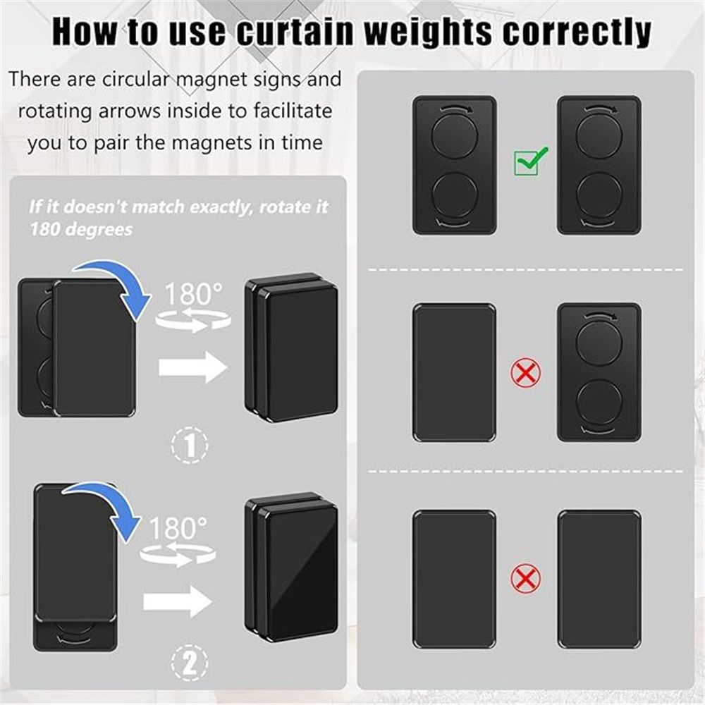 16 Pcs Outdoor Curtain Weights, 8 Pairs Upgrade to Heavier Magnetic Drapery Weights, Plastic Wrapped Waterproof Curtain Magnets for Home Decor, Outside Curtain, Tablecloth, Patio, Shower Curtains - Image 4