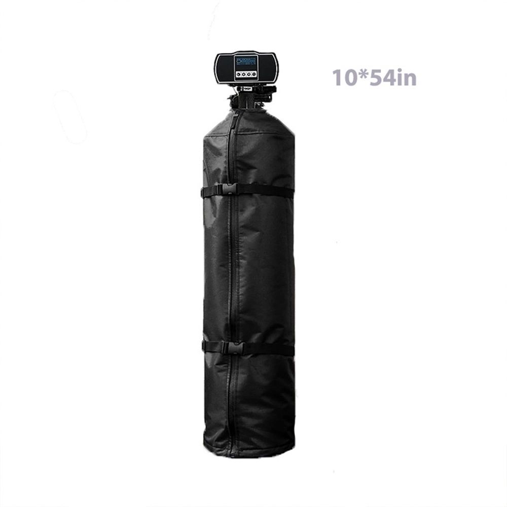 Water Softener Cover Outdoor, 3 Layers Insulation Water Softener Tank Jacket, Heavy Duty Outdoor Insulated Water Softener Tank Cover, Water Softener Covers for Outside Units, 10''D x 54''H- Black - Image 1