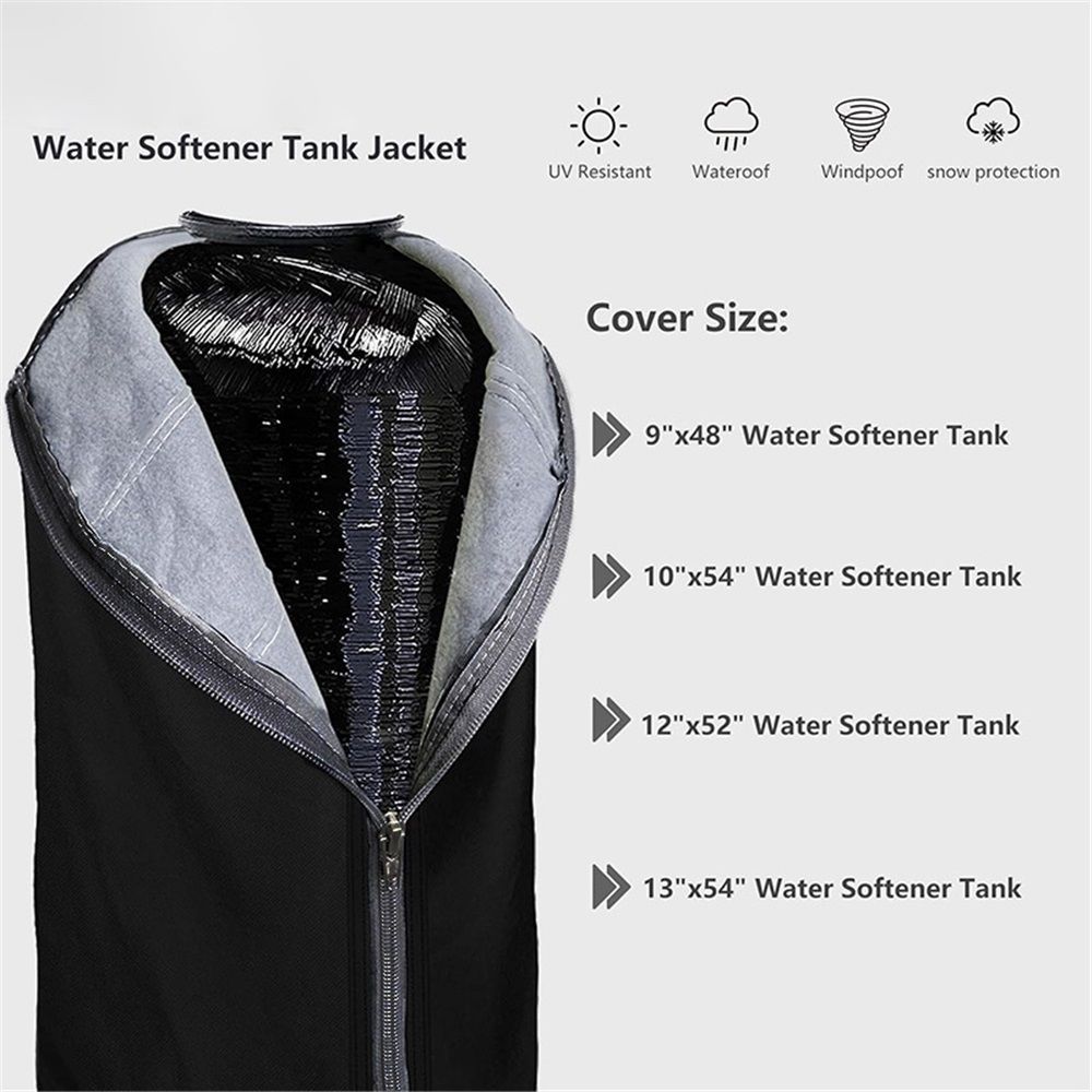 Water Softener Cover Outdoor, 3 Layers Insulation Water Softener Tank Jacket, Heavy Duty Outdoor Insulated Water Softener Tank Cover, Water Softener Covers for Outside Units, 10''D x 54''H- Black - Image 3
