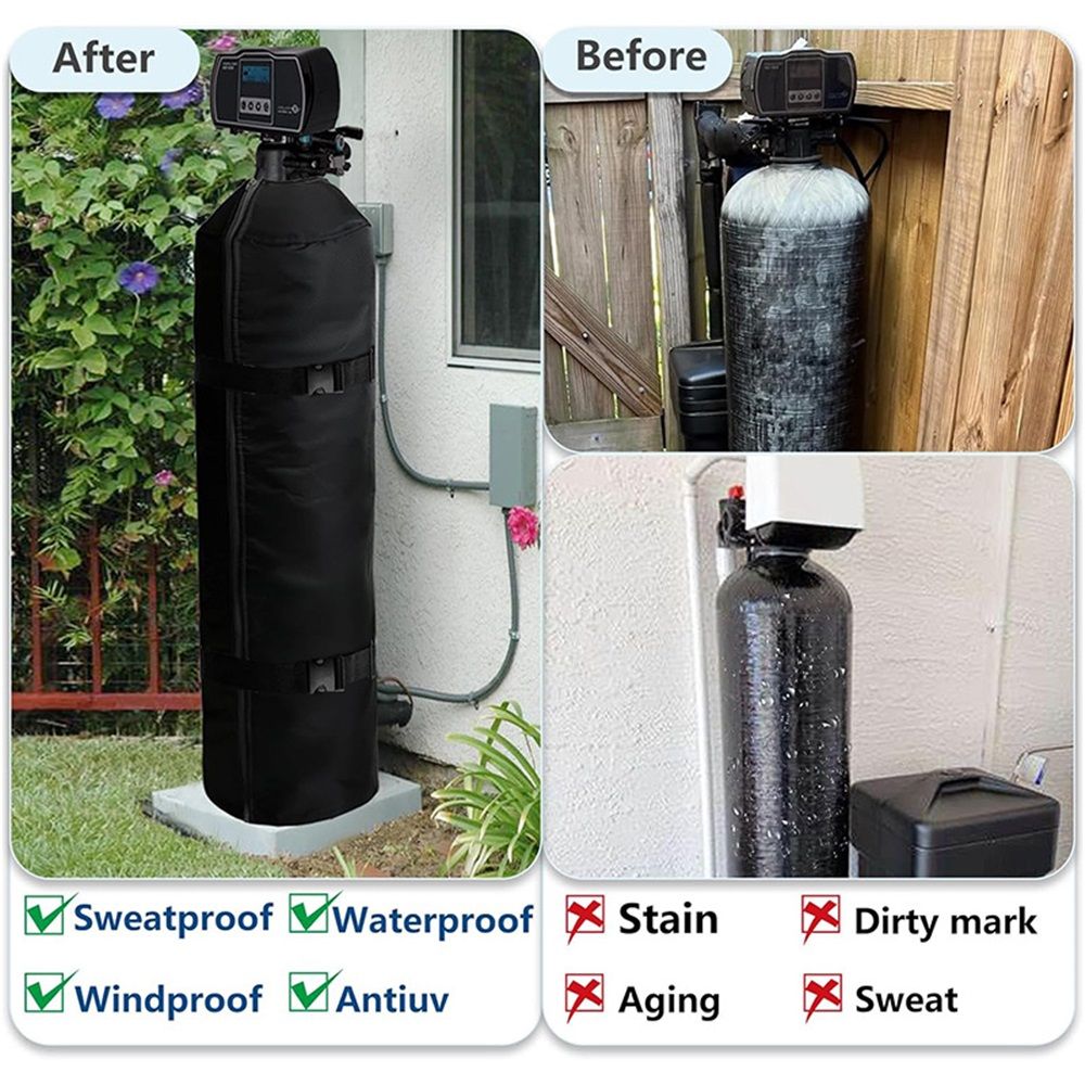 Water Softener Cover Outdoor, 3 Layers Insulation Water Softener Tank Jacket, Heavy Duty Outdoor Insulated Water Softener Tank Cover, Water Softener Covers for Outside Units, 10''D x 54''H- Black - Image 4