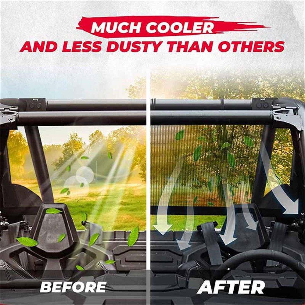 Window Net Compatible Windshield, Airflow UTV Soft Rear Window Shields Against Debris 5 Min Installation Mesh Net - Image 4