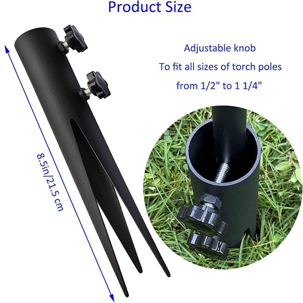 4 Pcs Steel Torch Stakes,Garden Stakes for Outdoor Lights,Metal Ground Spike Replacement Stakes for Solar Lights & Live Flame Torches,Outdoor Torch Stand Stake for Flagpoles, Fishing Rods - Image 2