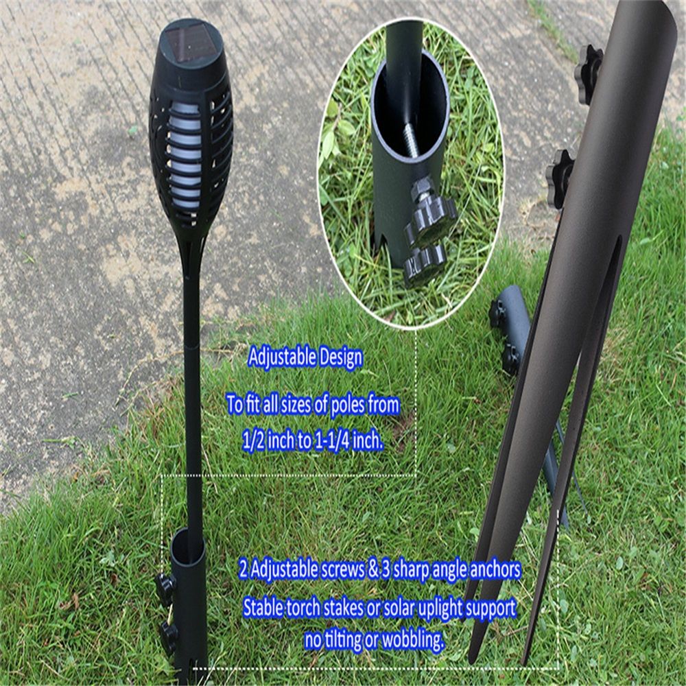 4 Pcs Steel Torch Stakes,Garden Stakes for Outdoor Lights,Metal Ground Spike Replacement Stakes for Solar Lights & Live Flame Torches,Outdoor Torch Stand Stake for Flagpoles, Fishing Rods - Image 3
