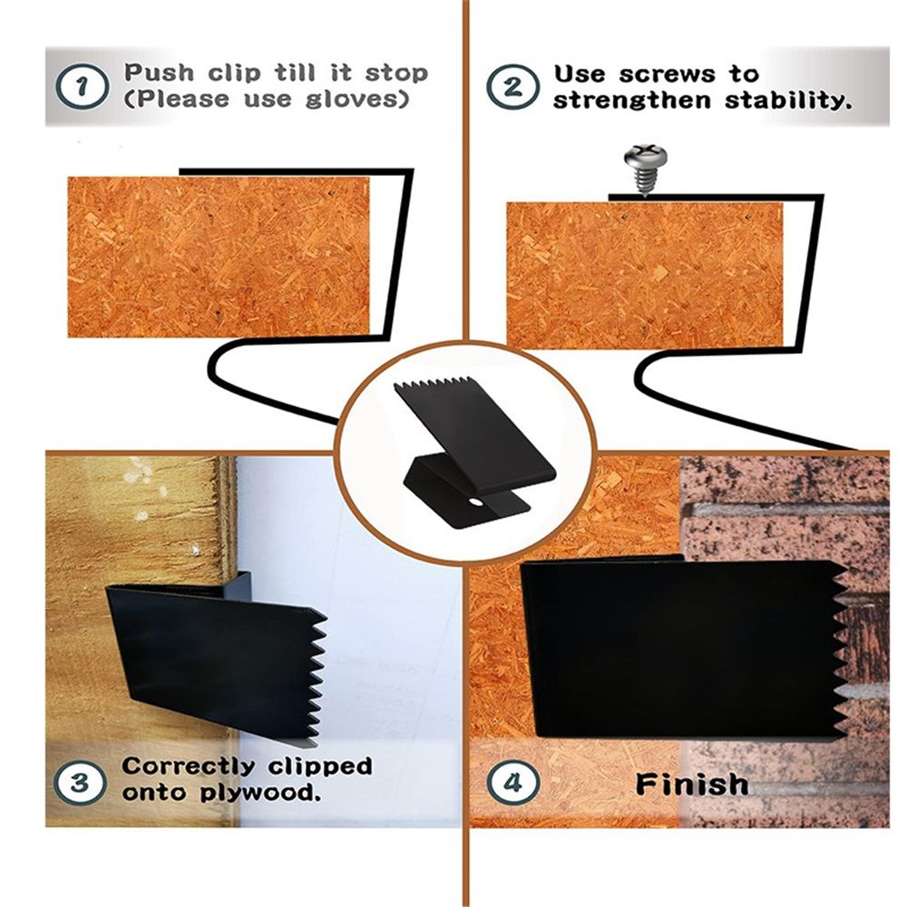Hurricane Window Board-Up Clips Universal and Reusable Hurricane Storm Plywood Clips for Windows with Door Handles and Screws 1/2 inch 16 Pack (1/2