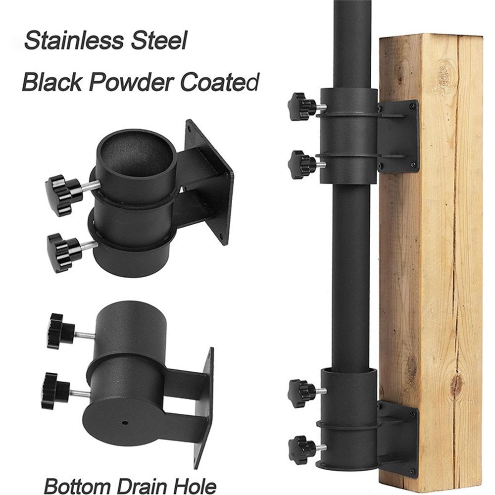 Deck Umbrella Mount Stainless Steel Patio Umbrella Holder, Umbrella Clamp Mount for Deck Railing Heavy Duty Outdoor Umbrella Clamp, Black 2pcs - Image 3