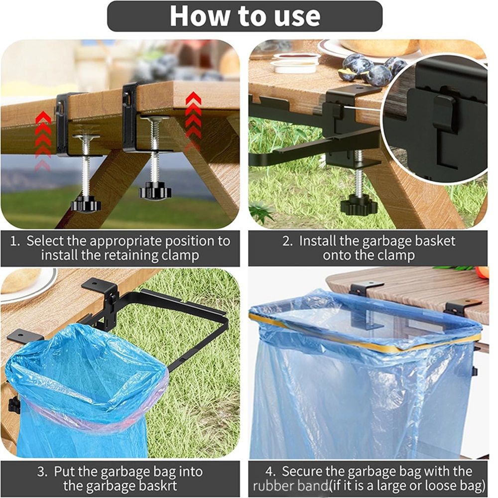 Trash Bag Holder, Over The Cabinet Trash Bag Holder for Kitchen, Stainless Steel Under Sink Bag Holder, Garbage Bag Holder for Kitchen, Cabinet, Camping, Picnics (Without Garbage Bag) - Image 4