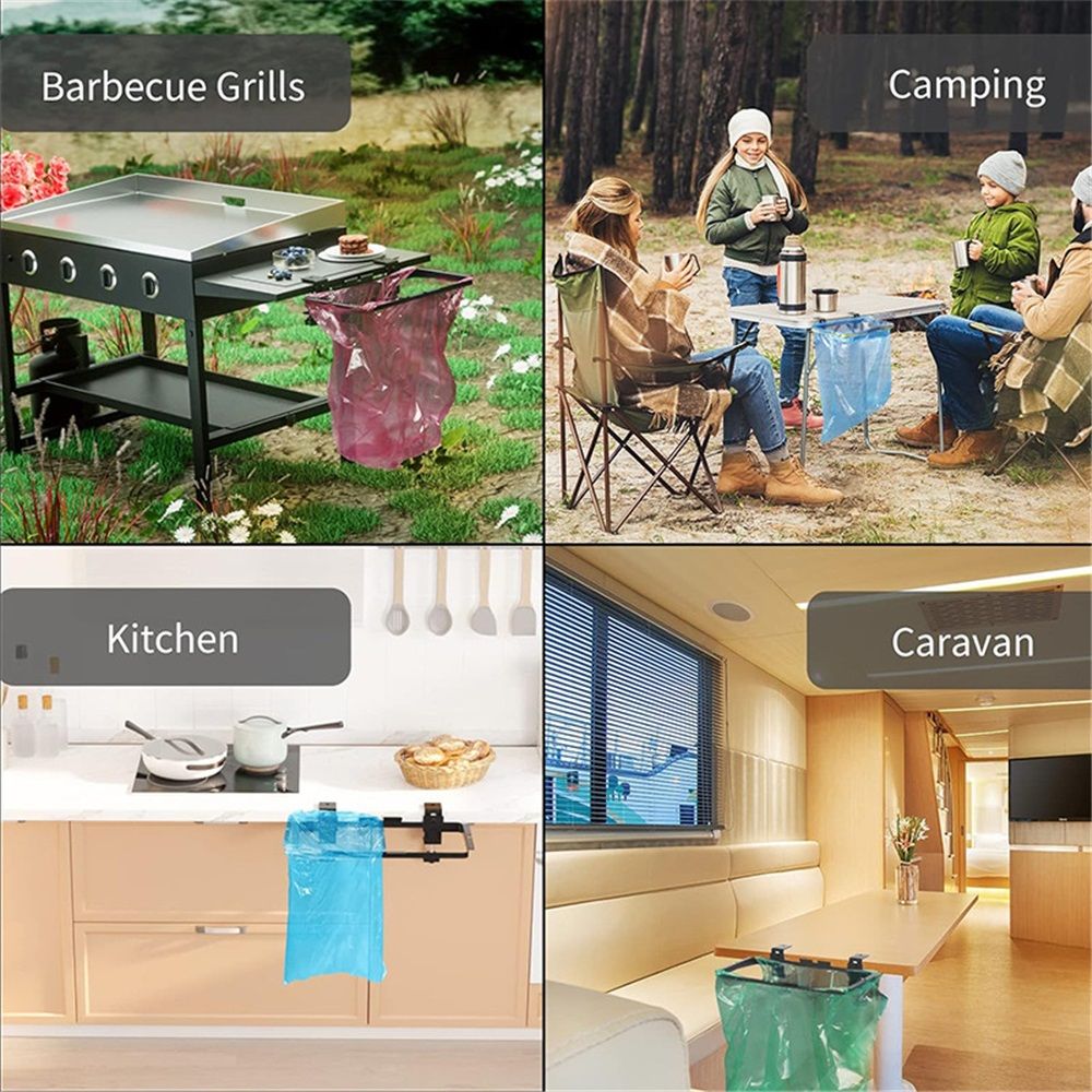Trash Bag Holder, Over The Cabinet Trash Bag Holder for Kitchen, Stainless Steel Under Sink Bag Holder, Garbage Bag Holder for Kitchen, Cabinet, Camping, Picnics (Without Garbage Bag) - Image 5