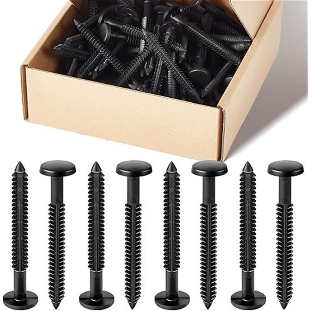 60 Pcs 3 Inch Vinyl Shutter Fastener Window Panel Peg Lok Pin Pegs Screws Shutter Spikes Anchor (Black) - Image 1
