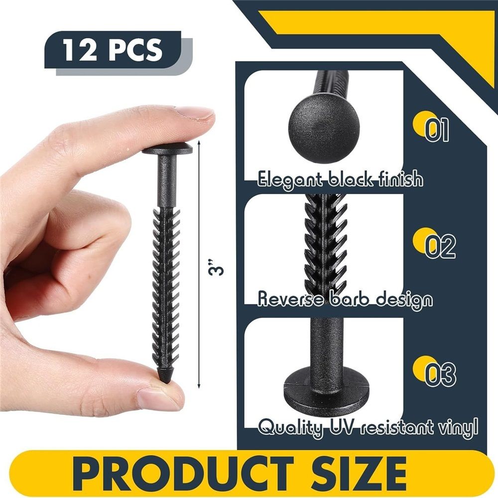 60 Pcs 3 Inch Vinyl Shutter Fastener Window Panel Peg Lok Pin Pegs Screws Shutter Spikes Anchor (Black) - Image 4
