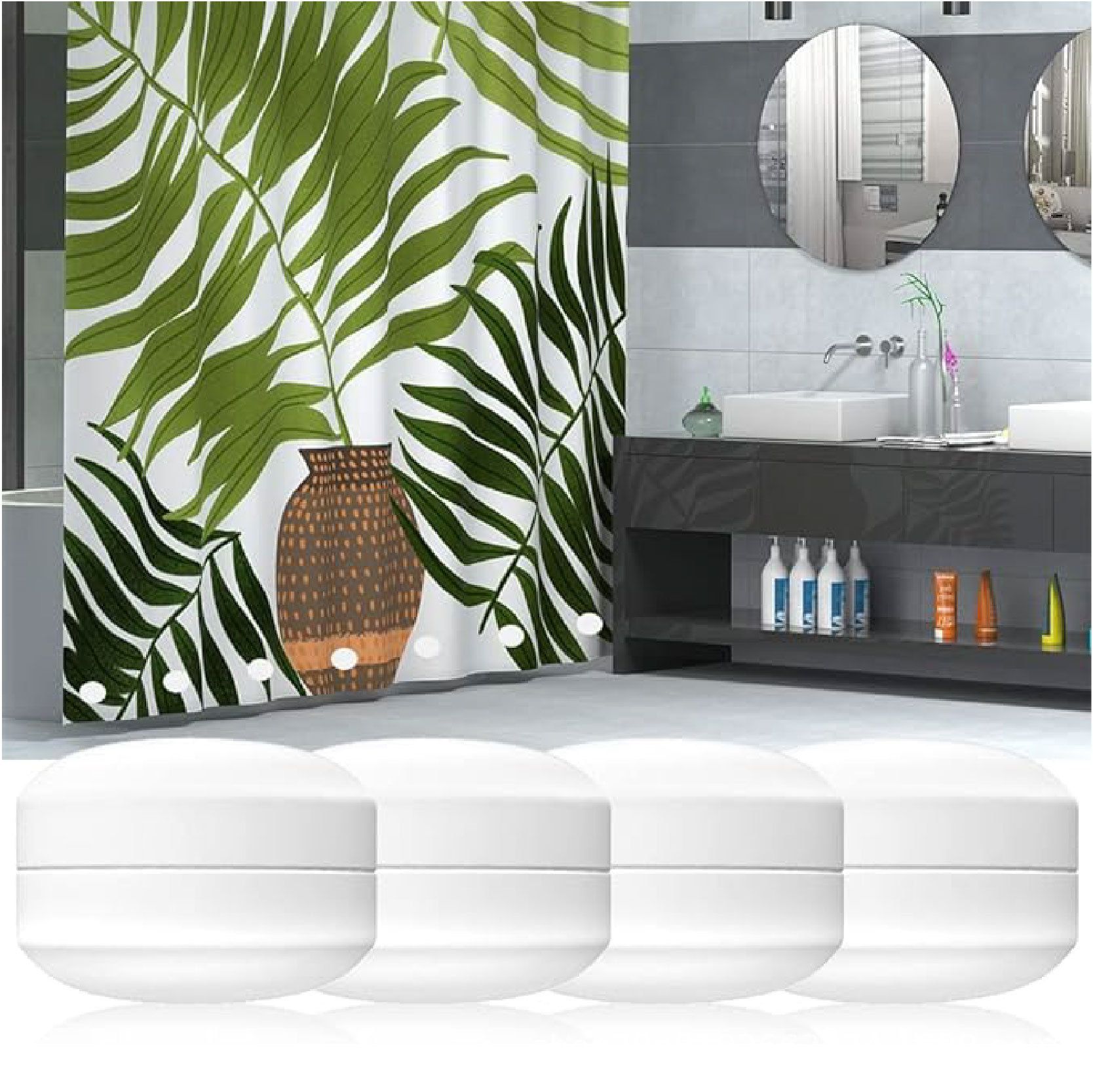 Magnetic Shower Curtain Weights for Splash-Free Bath Experience - 360° Silicone Wrapped - Will Never Rust - Heavy Magnets Prevent Curtain Liners from Blowing | 8 Pairs | White - Image 2