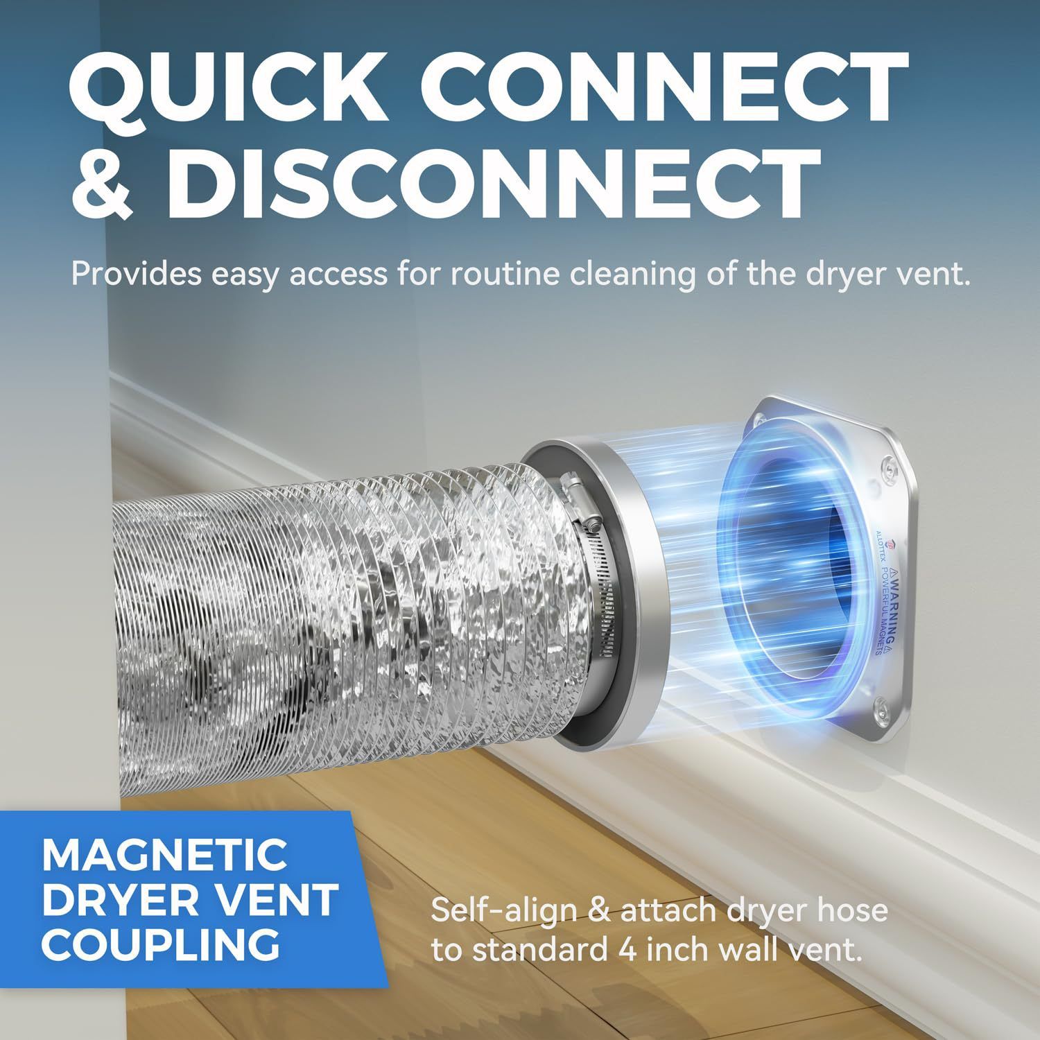 Magnetic Dryer Vent Coupling Airtight Seal Dryer Vent Connector Kit Easy to Clean Quick Connector Including a 2.6ft 4