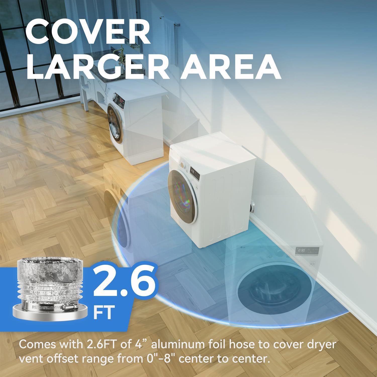 Magnetic Dryer Vent Coupling Airtight Seal Dryer Vent Connector Kit Easy to Clean Quick Connector Including a 2.6ft 4