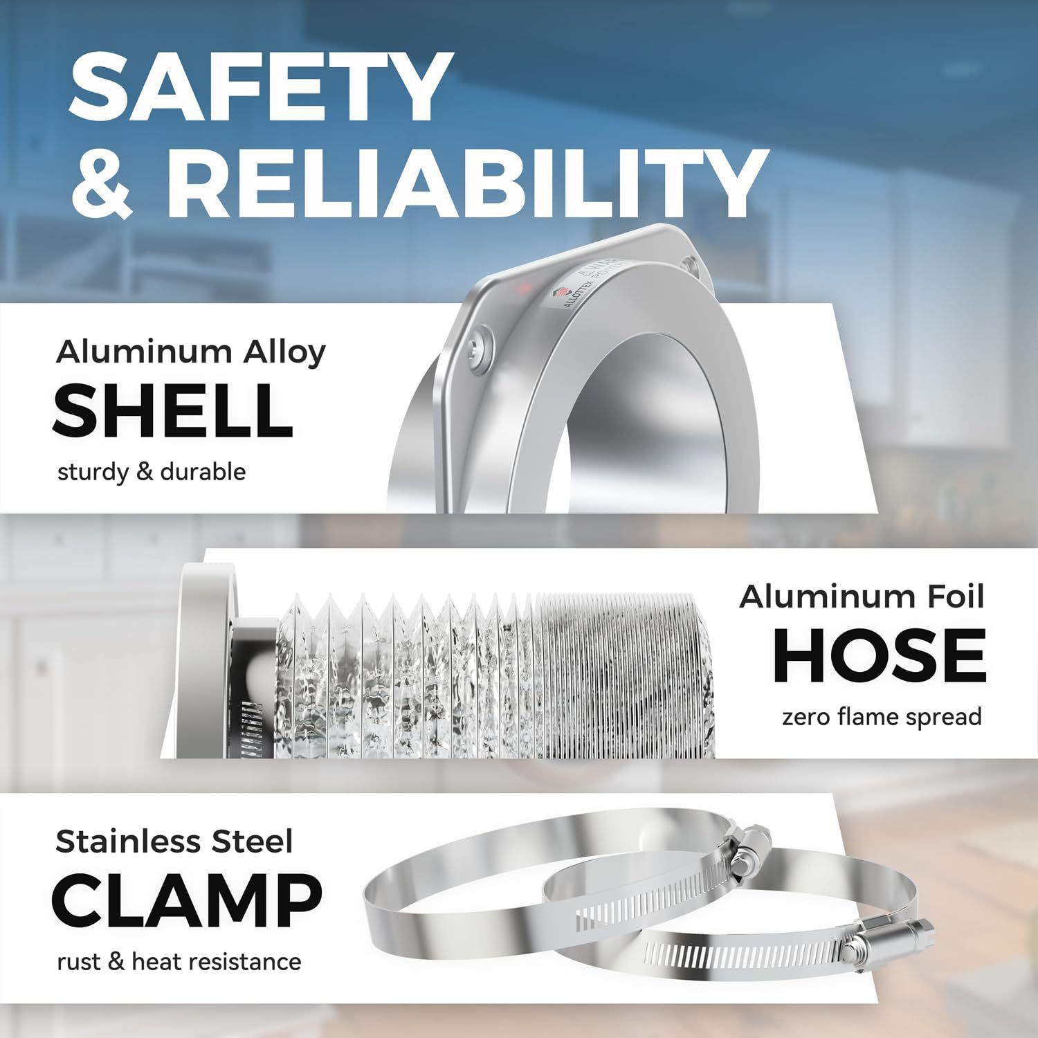 Magnetic Dryer Vent Coupling Airtight Seal Dryer Vent Connector Kit Easy to Clean Quick Connector Including a 2.6ft 4