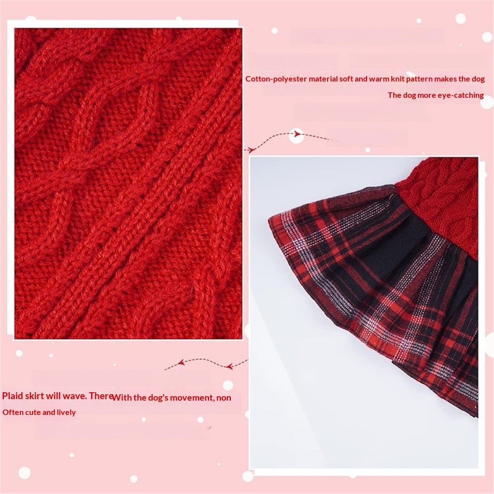 Dog Sweater Stretchy Cat Sweaters Warm Pullover Pet Coats Thick Dogs Clothes with Bowtie Soft Turtleneck Pet Sweater Dress Comfy Knitwear Dog Sweaters for Small Dogs Girl, Red, Medium - Image 4