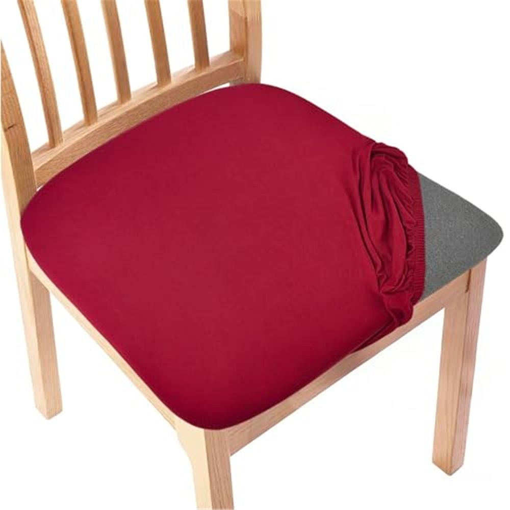 Seat Covers for Dining Room Chair Set of 4, Stretch Fit Removable Washable Chair Seat Cushion Protector Slipcovers Red - Image 1