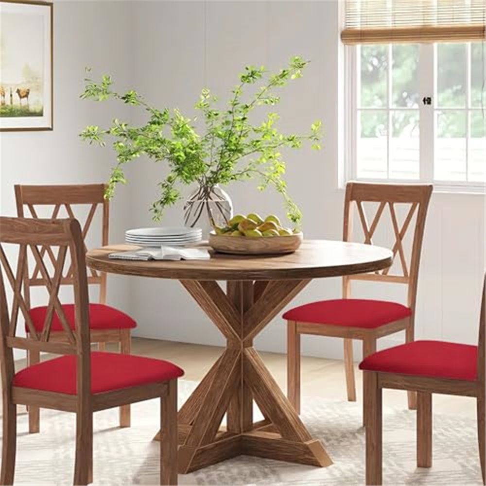 Seat Covers for Dining Room Chair Set of 4, Stretch Fit Removable Washable Chair Seat Cushion Protector Slipcovers Red - Image 2